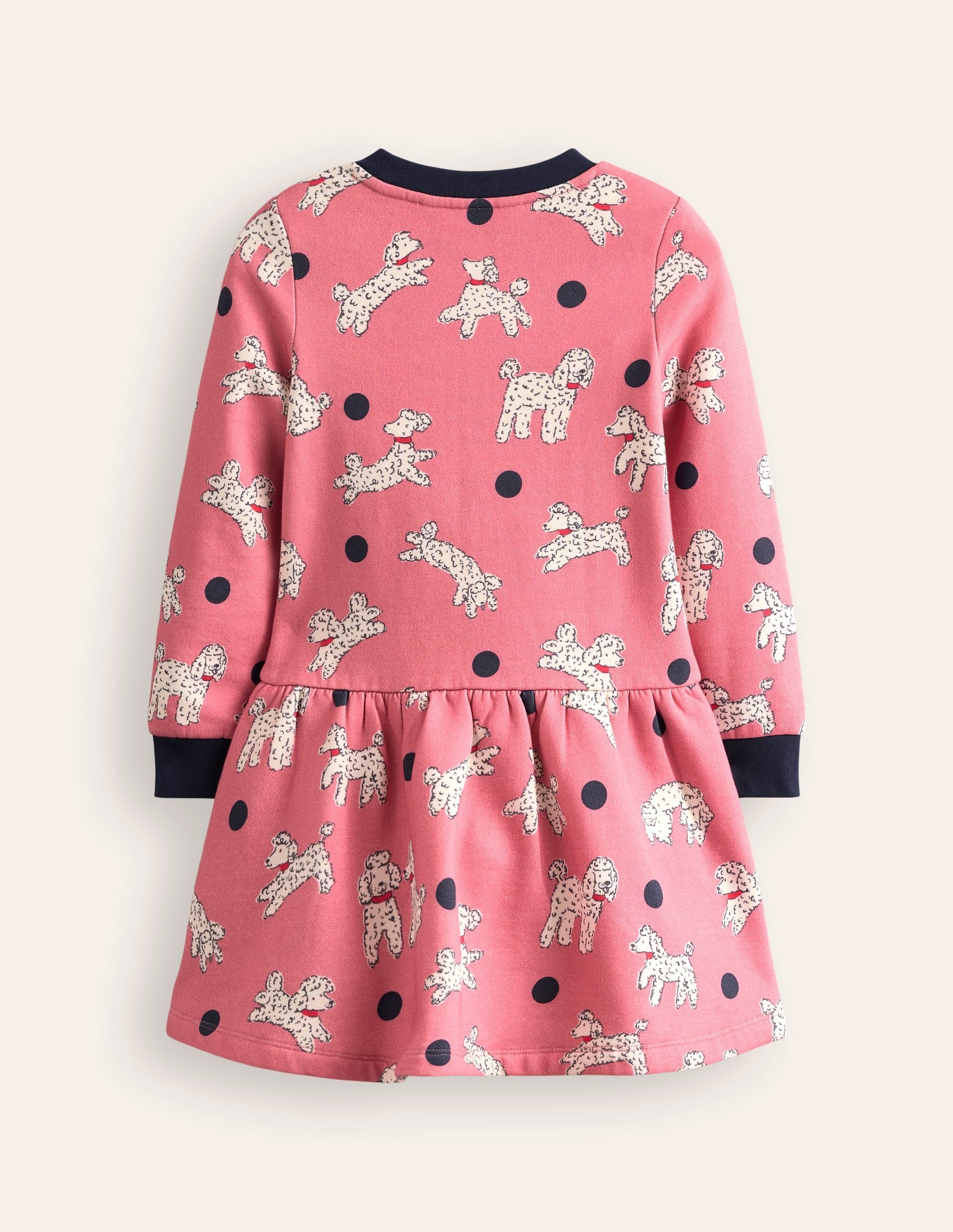 Cosy Printed Sweatshirt Dress-Almond Pink Poodles-2