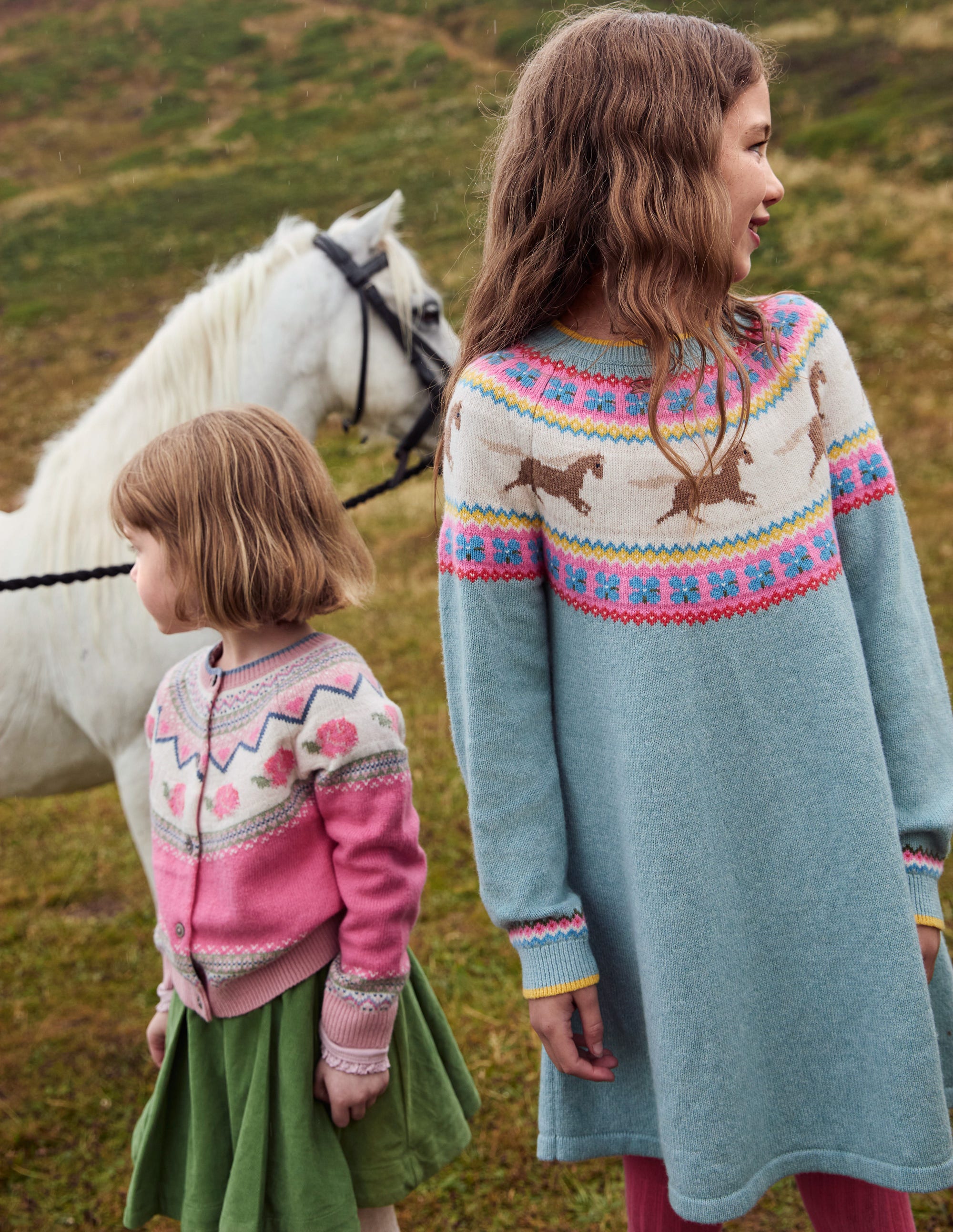 Minnie Fair Isle Jumper Dress-Seamist Marl Horses - Image 4