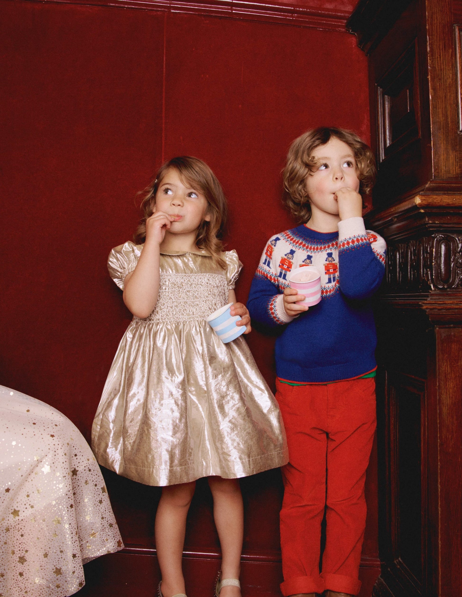 Metallic Smocked Party Dress-Gold-4