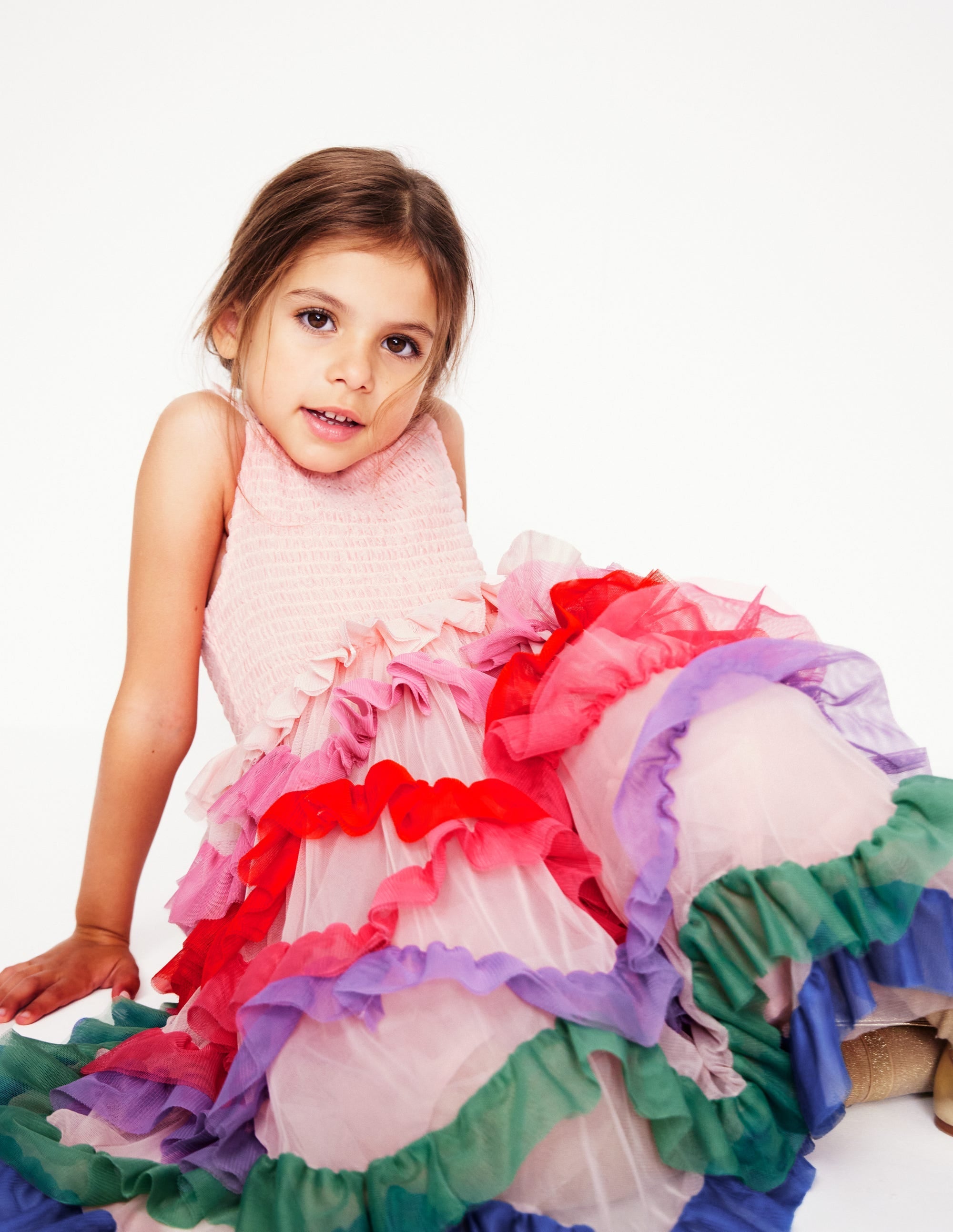 Maude Ruffle Tulle Dress-Multi Rainbow - Image 5
