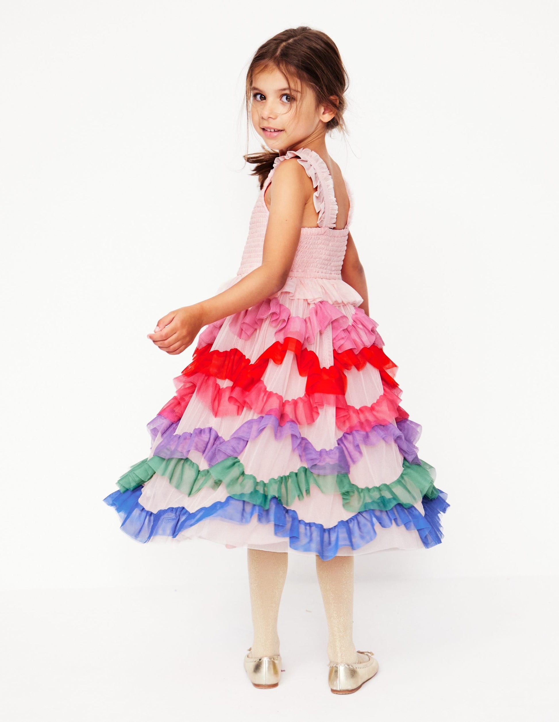 Maude Ruffle Tulle Dress-Multi Rainbow-6
