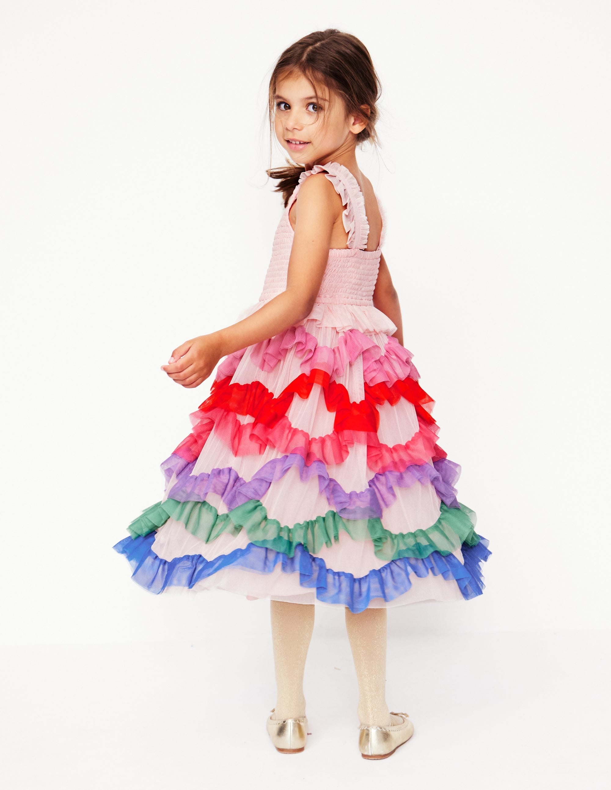 Maude Ruffle Tulle Dress-Multi Rainbow - Image 6