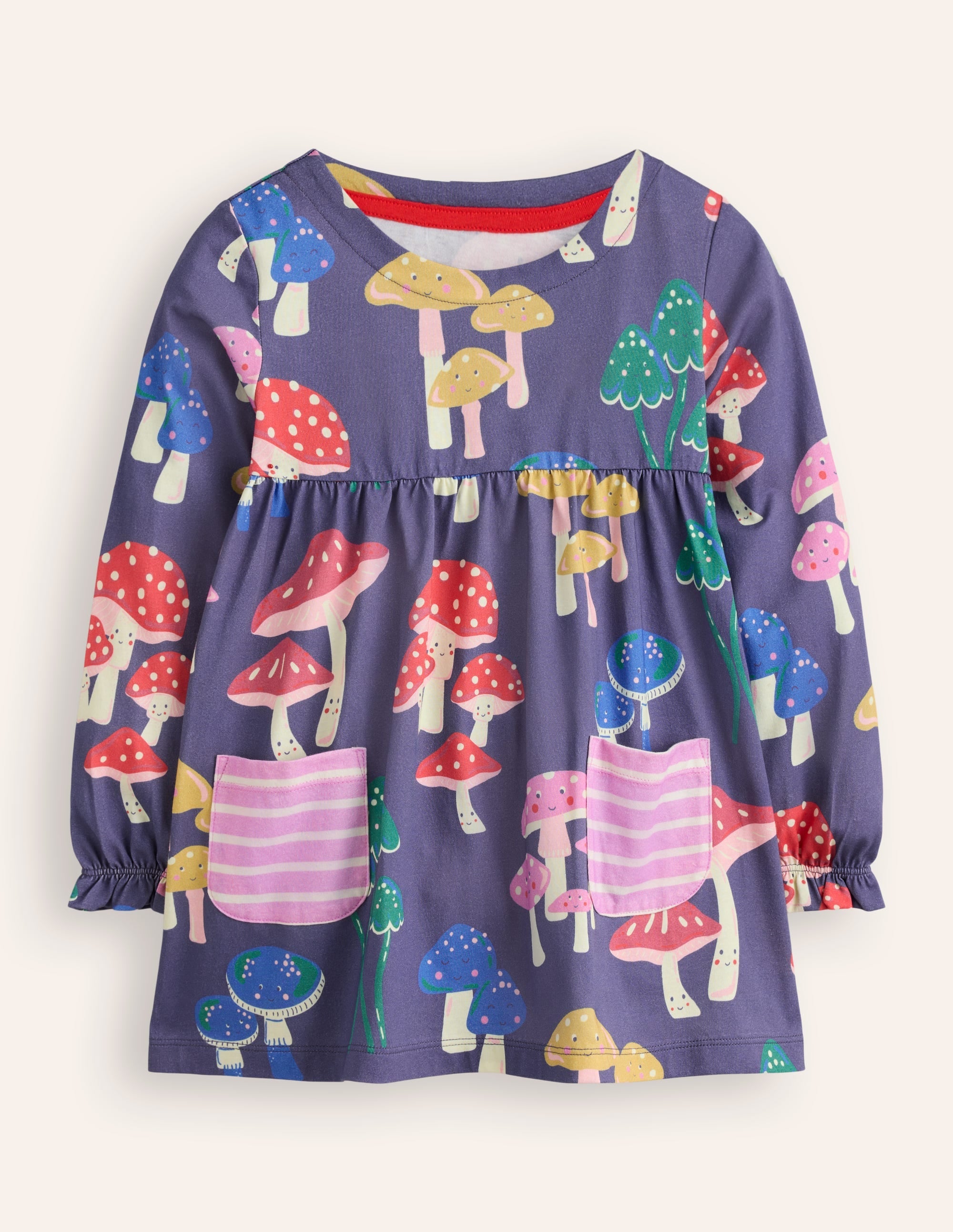 Long Sleeve Printed Tunic-Starboard Blue Mushrooms - Image 1