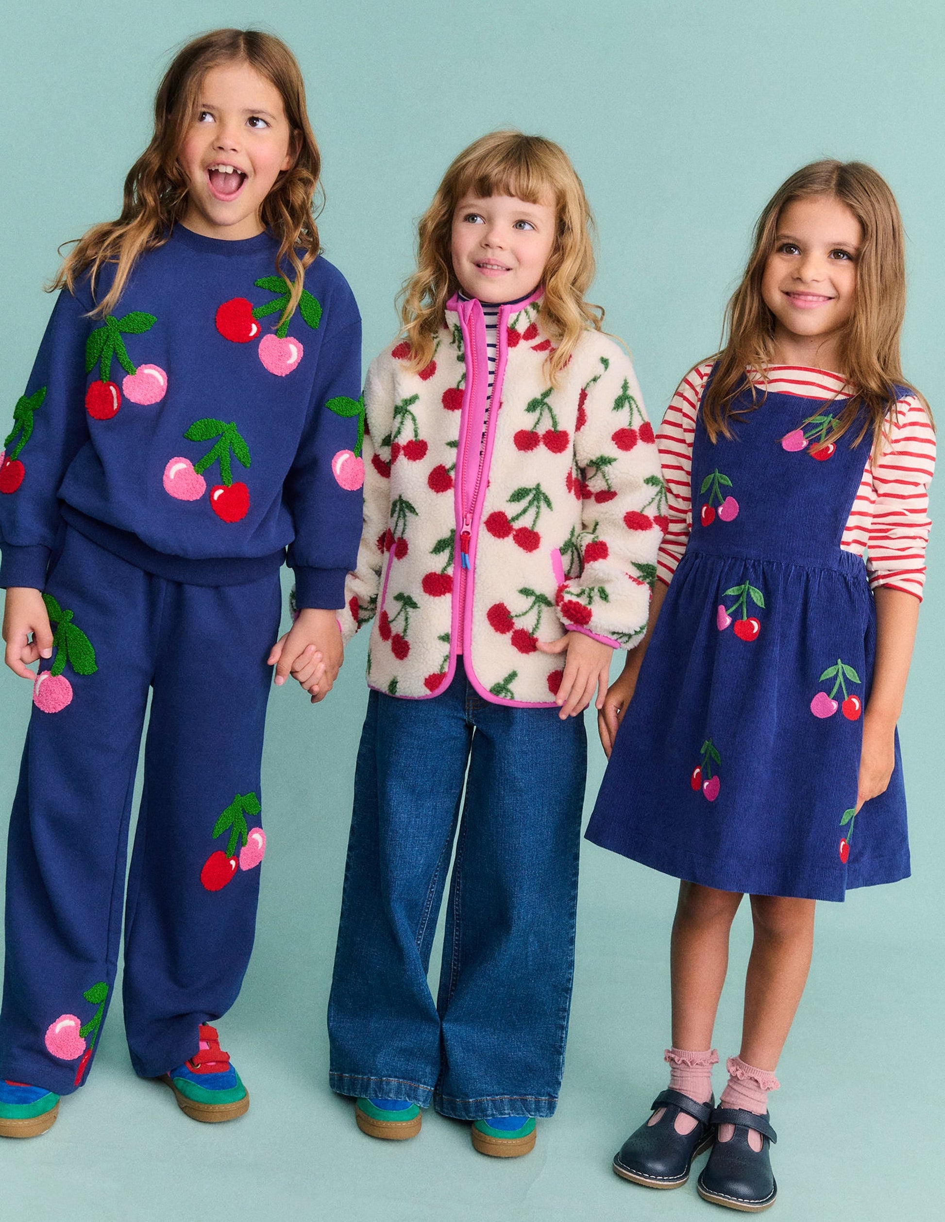 Wide Leg Applique Jogger-Starboard Blue Cherries-5