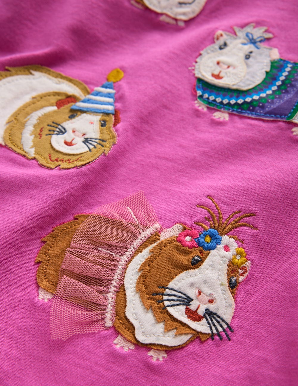 Appliqué Long Sleeve Top-Tickled Pink Guinea Pigs-3