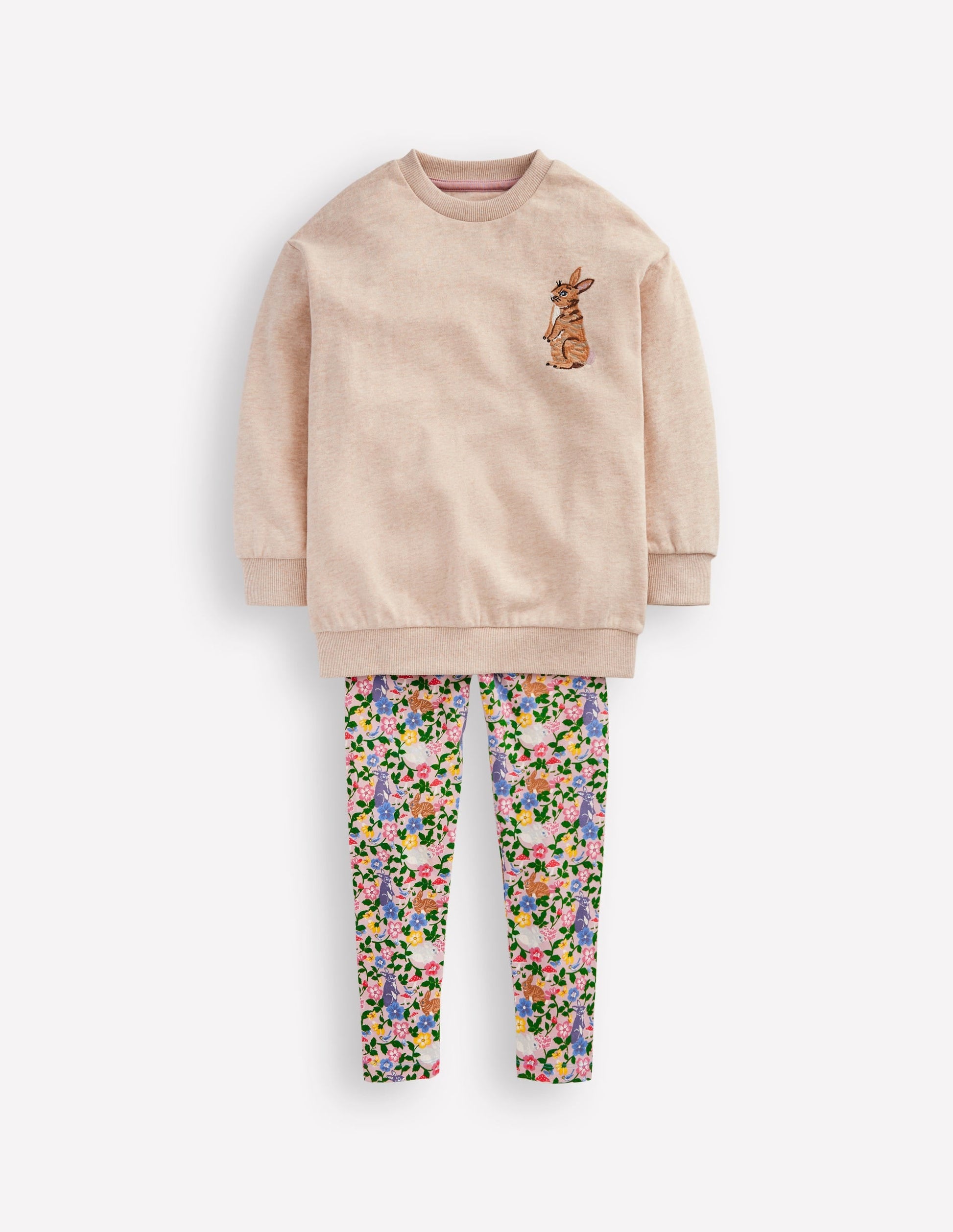 Relaxed Longline Sweatshirt-Oatmeal Bunny-1