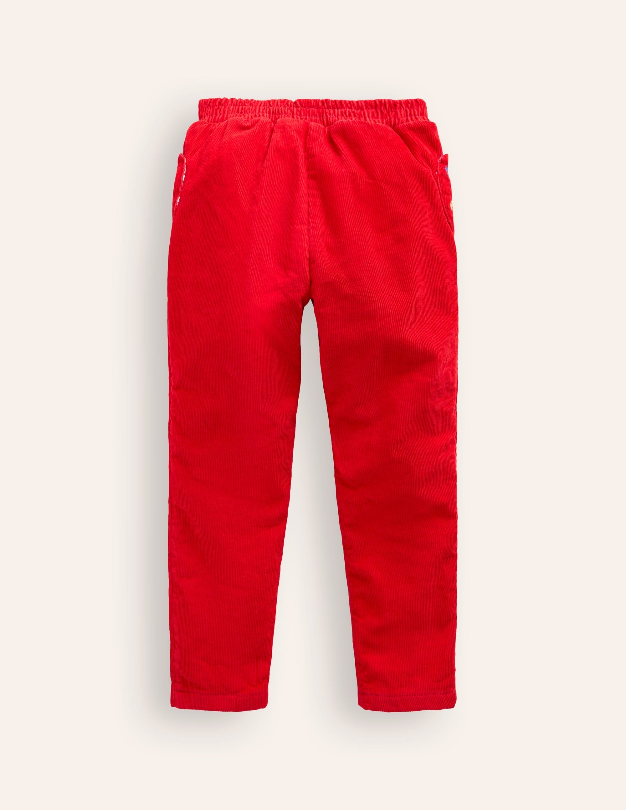 Lined Cord Pull-On Trousers-Sunset Orange Embroidery - Image 2
