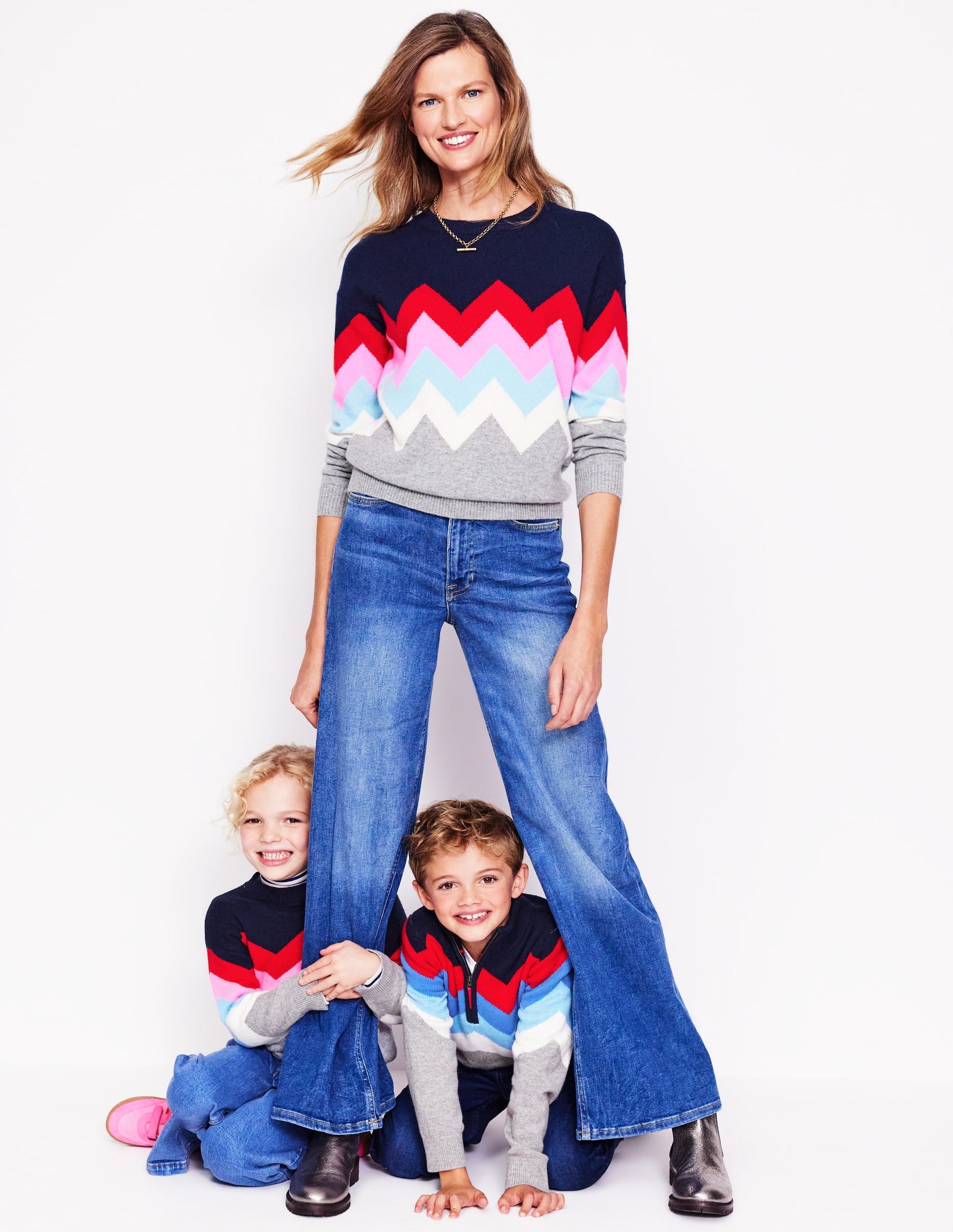 Zig Zag Jumper-Grey Marl Multi-5