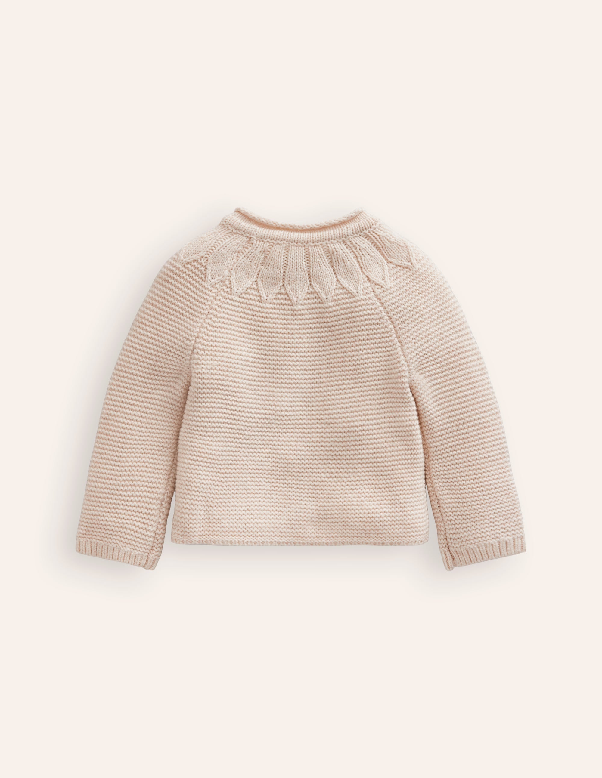 Pointelle Yoke Cardigan-Ivory - Image 2