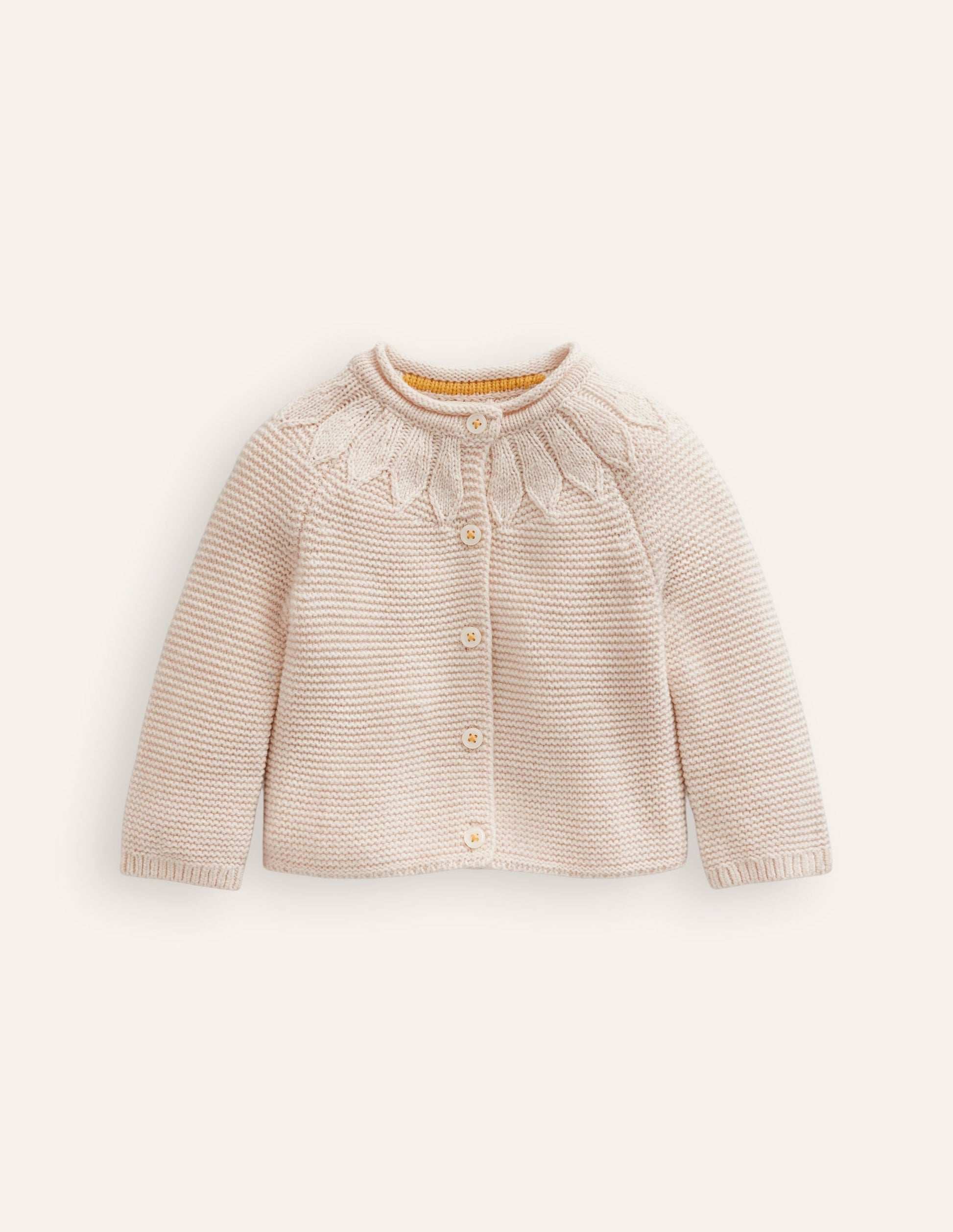 Pointelle Yoke Cardigan-Ivory-1