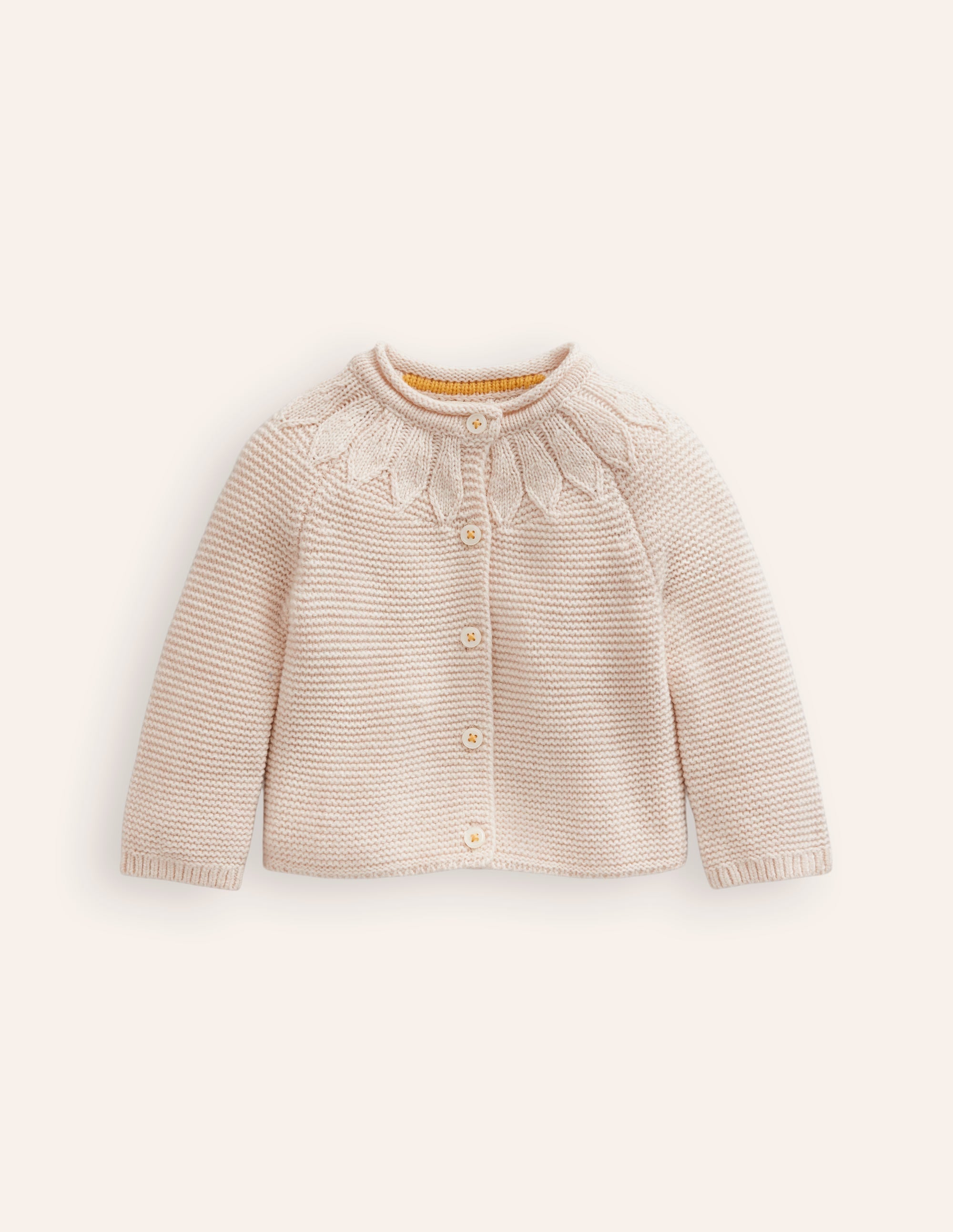 Pointelle Yoke Cardigan-Ivory - Image 1