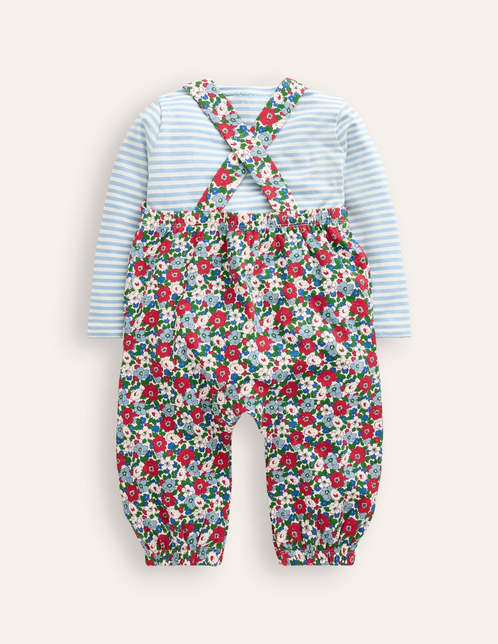 Jersey Dungaree Set-Glacier Blue Floral-2
