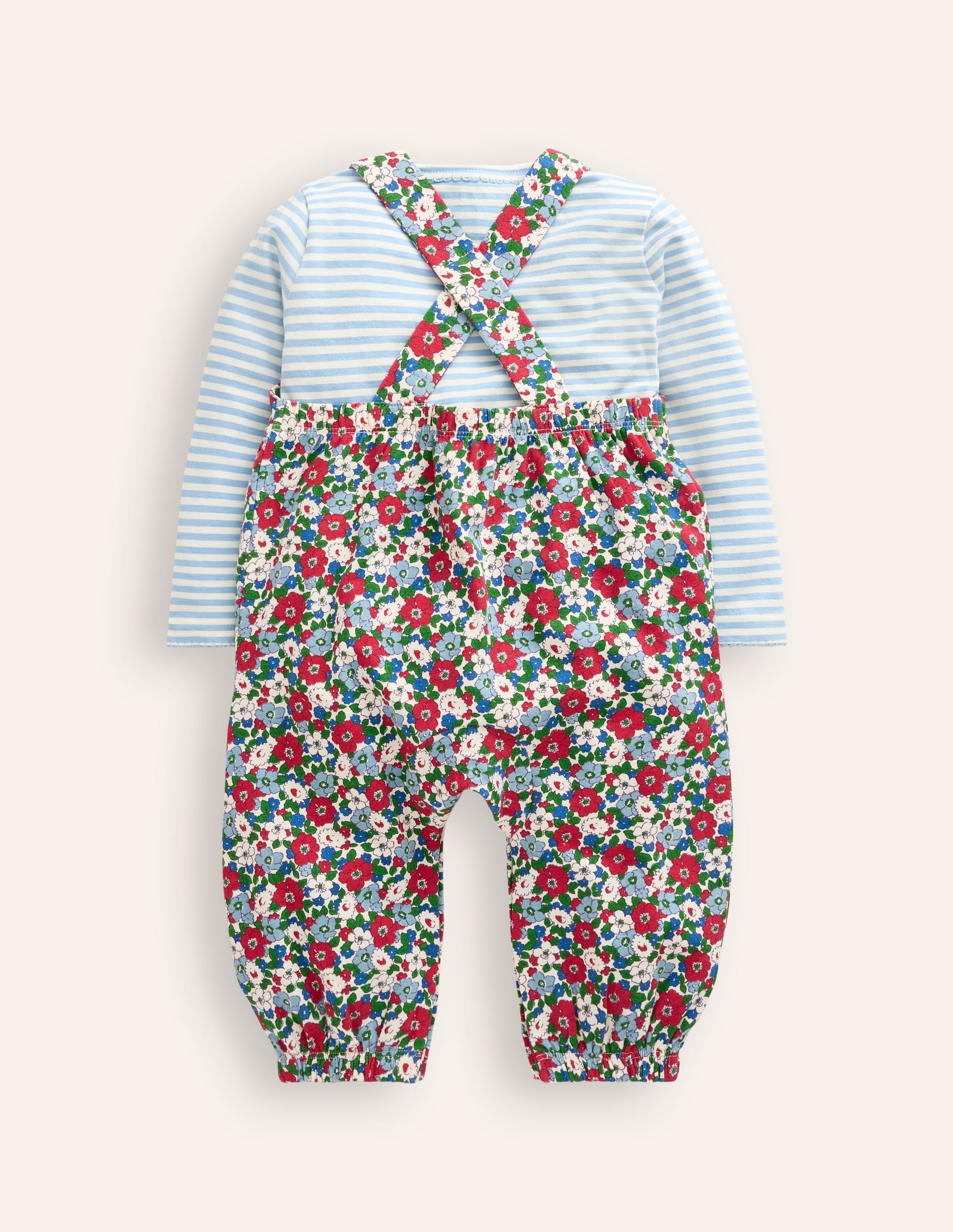 Jersey Dungaree Set-Glacier Blue Floral - Image 2