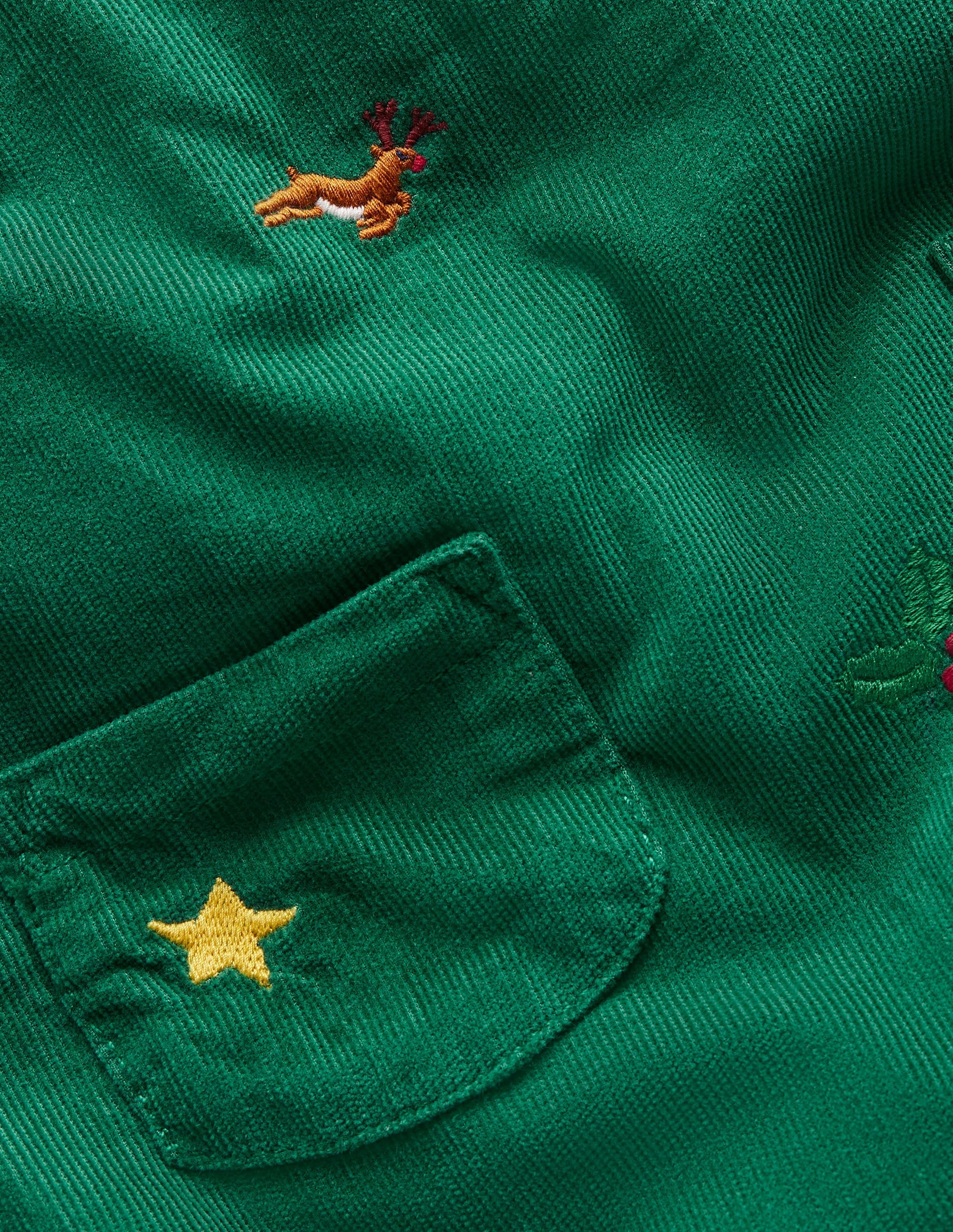 Cord Novelty Dungaree Set-Jewel Green Embroidery - Image 3