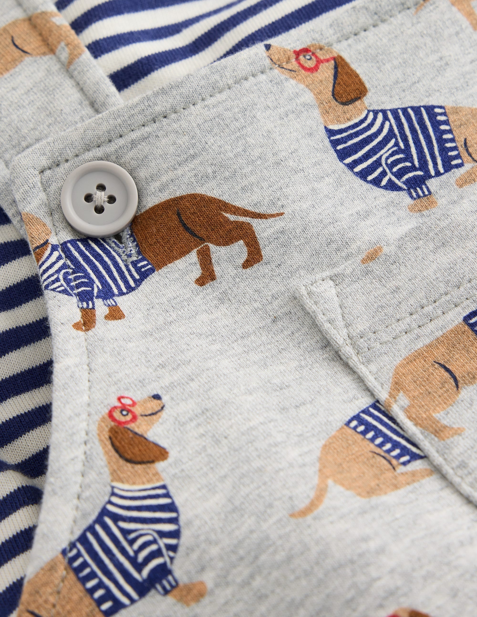 Printed Jersey Dungaree Set-Grey Sausage Dogs - Image 3