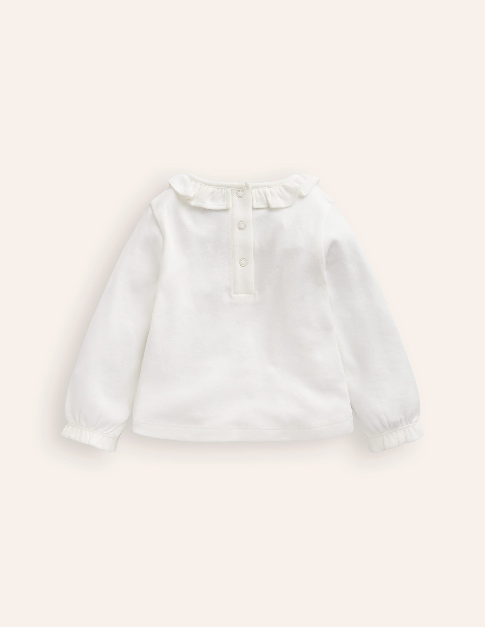Ruffle neck T-shirt-Ivory Mice-2