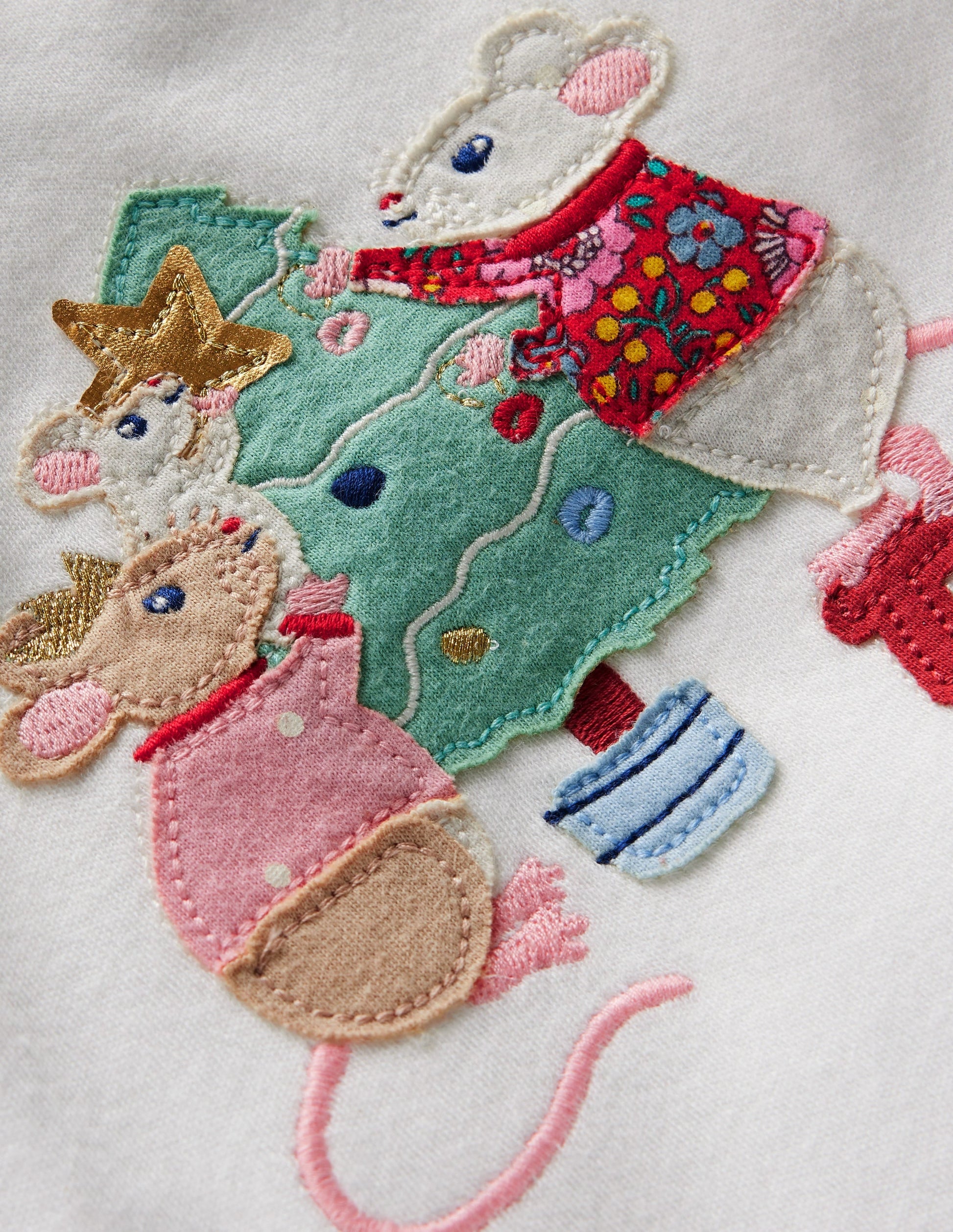 Ruffle neck T-shirt-Ivory Mice-3