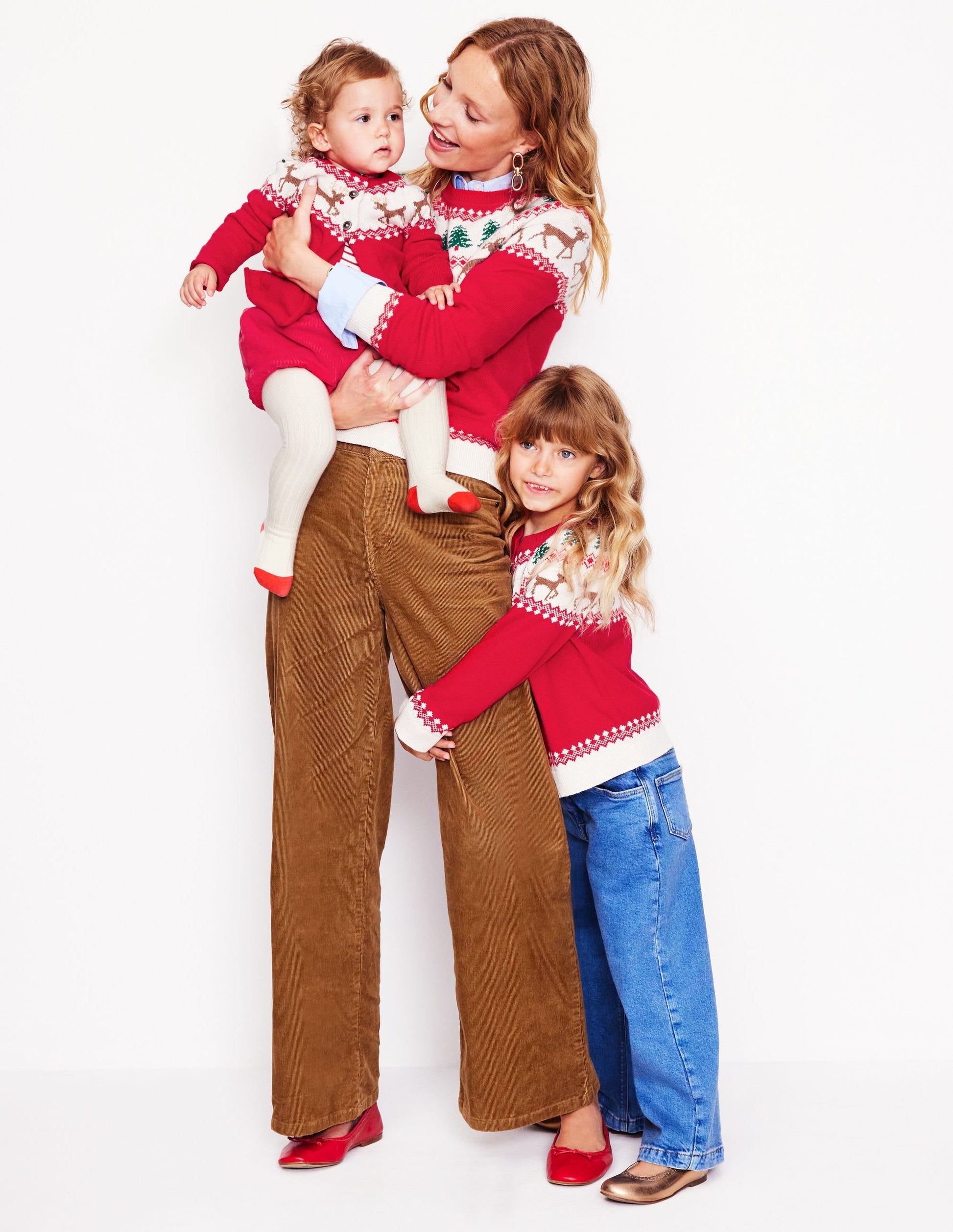 Edie Fair Isle Cardigan-Poppy red Reindeer-5