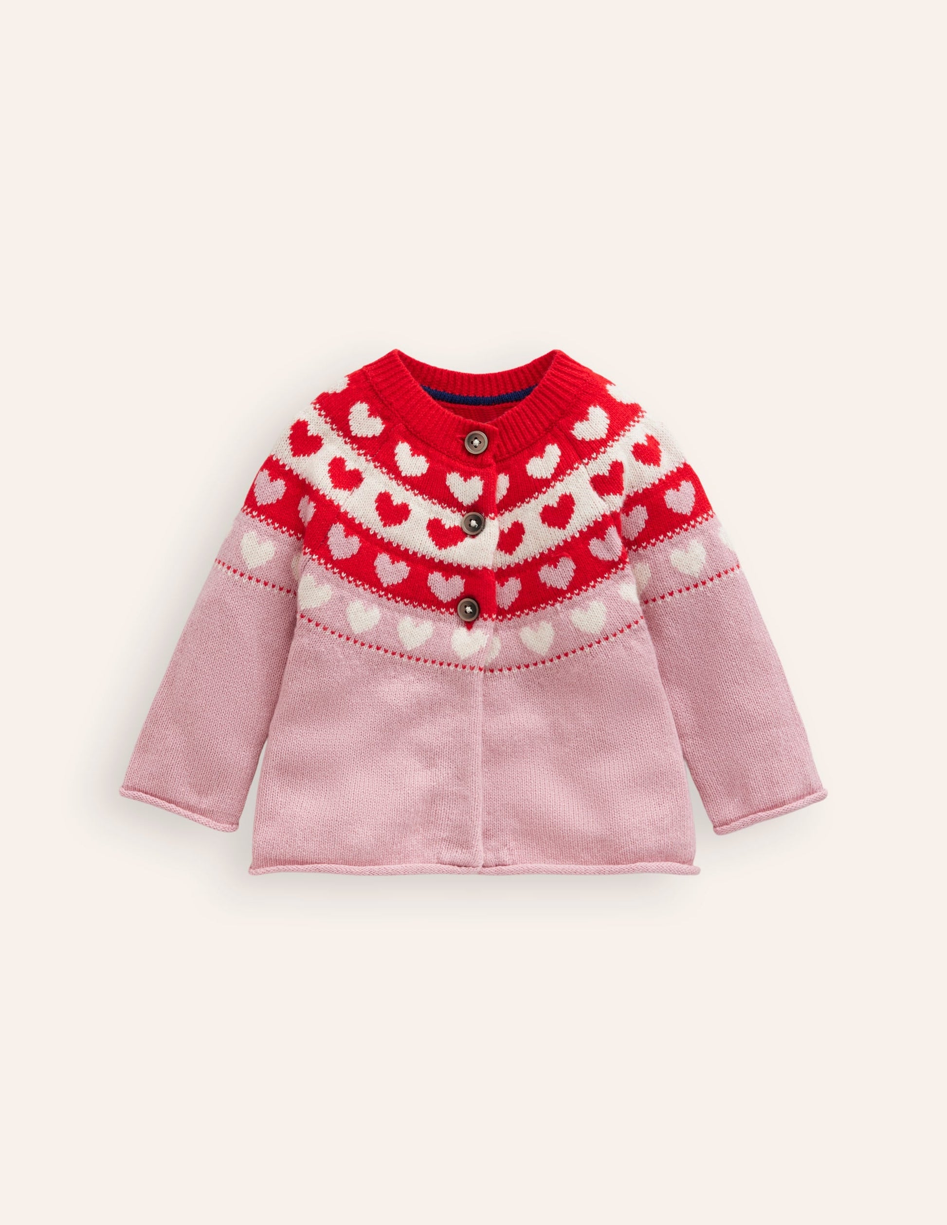 Edie Fair Isle Cardigan-Almond Pink Hearts-1