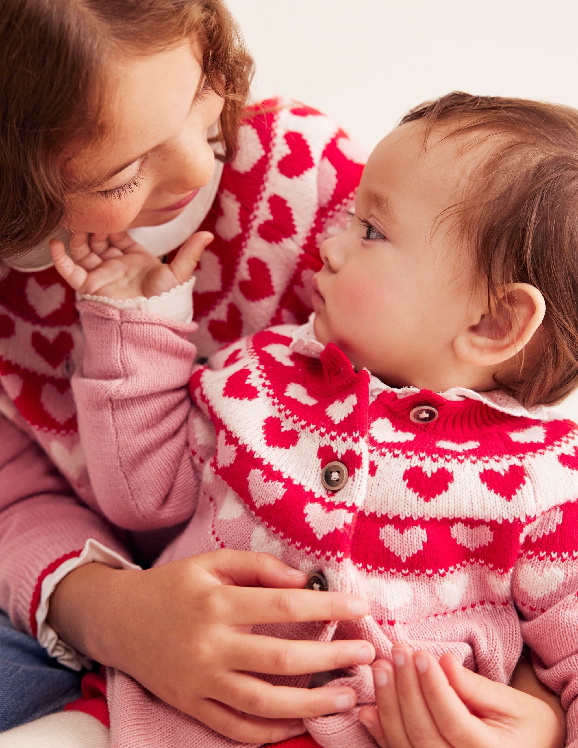 Edie Fair Isle Cardigan-Almond Pink Hearts - Image 5