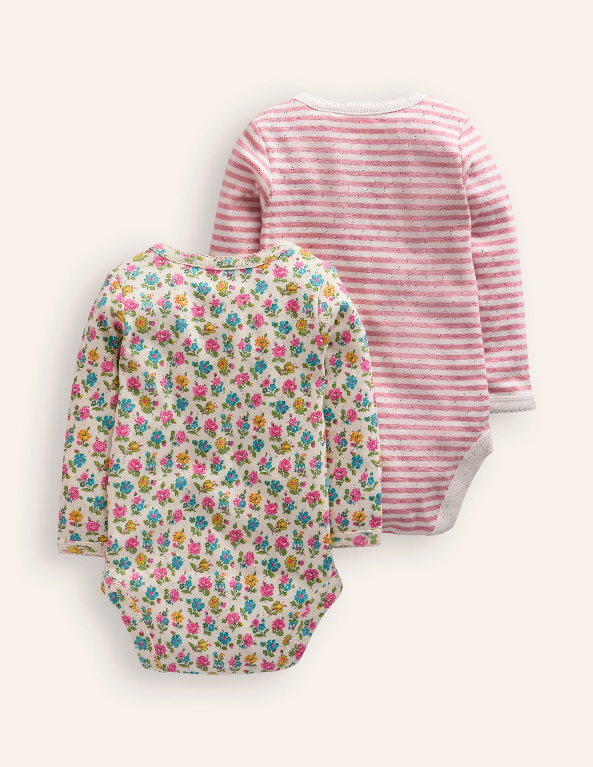 Twin Pack Pointelle Bodies-Almond Pink/Ivory - Image 2