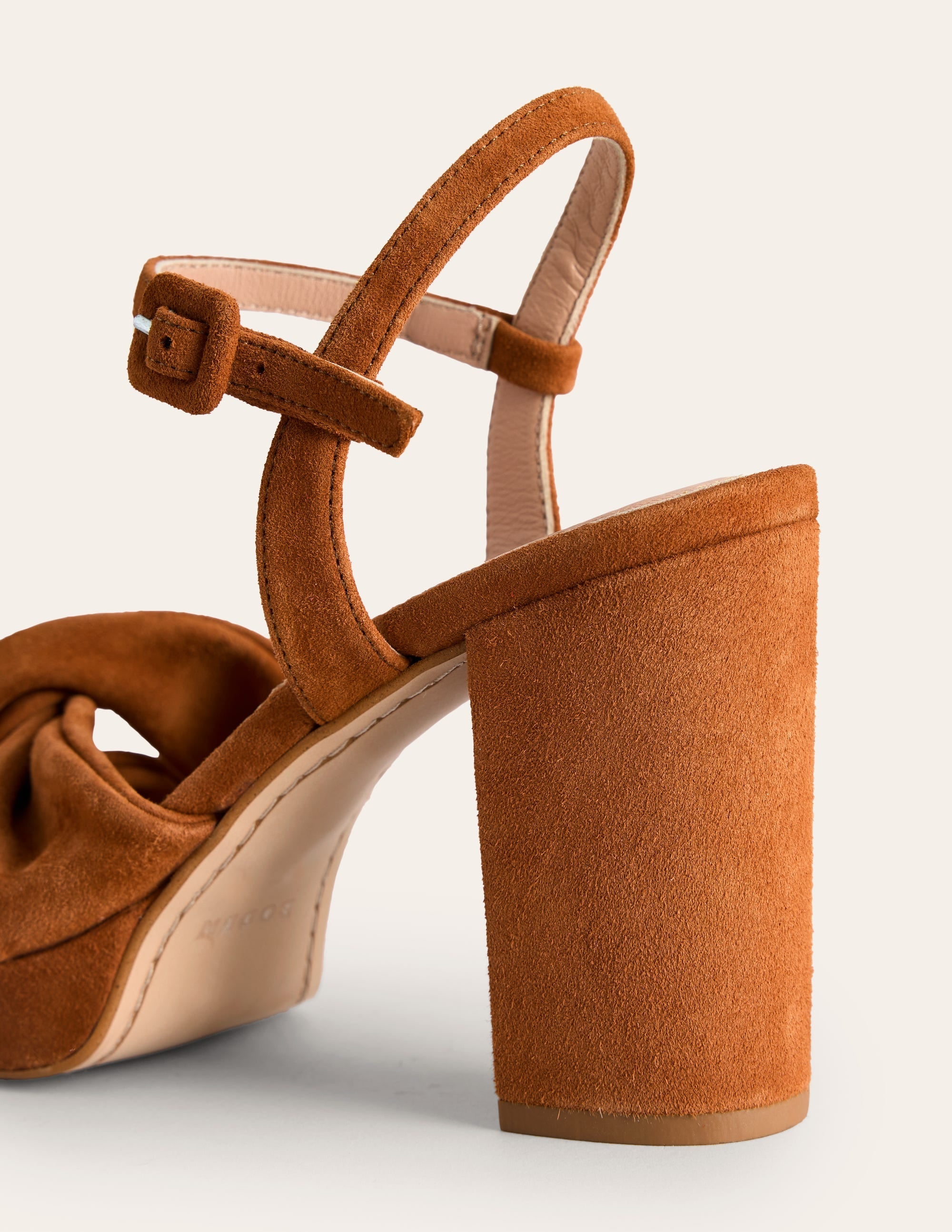 Twist-Front Heeled Platforms-Ginger Snap Suede - Image 4