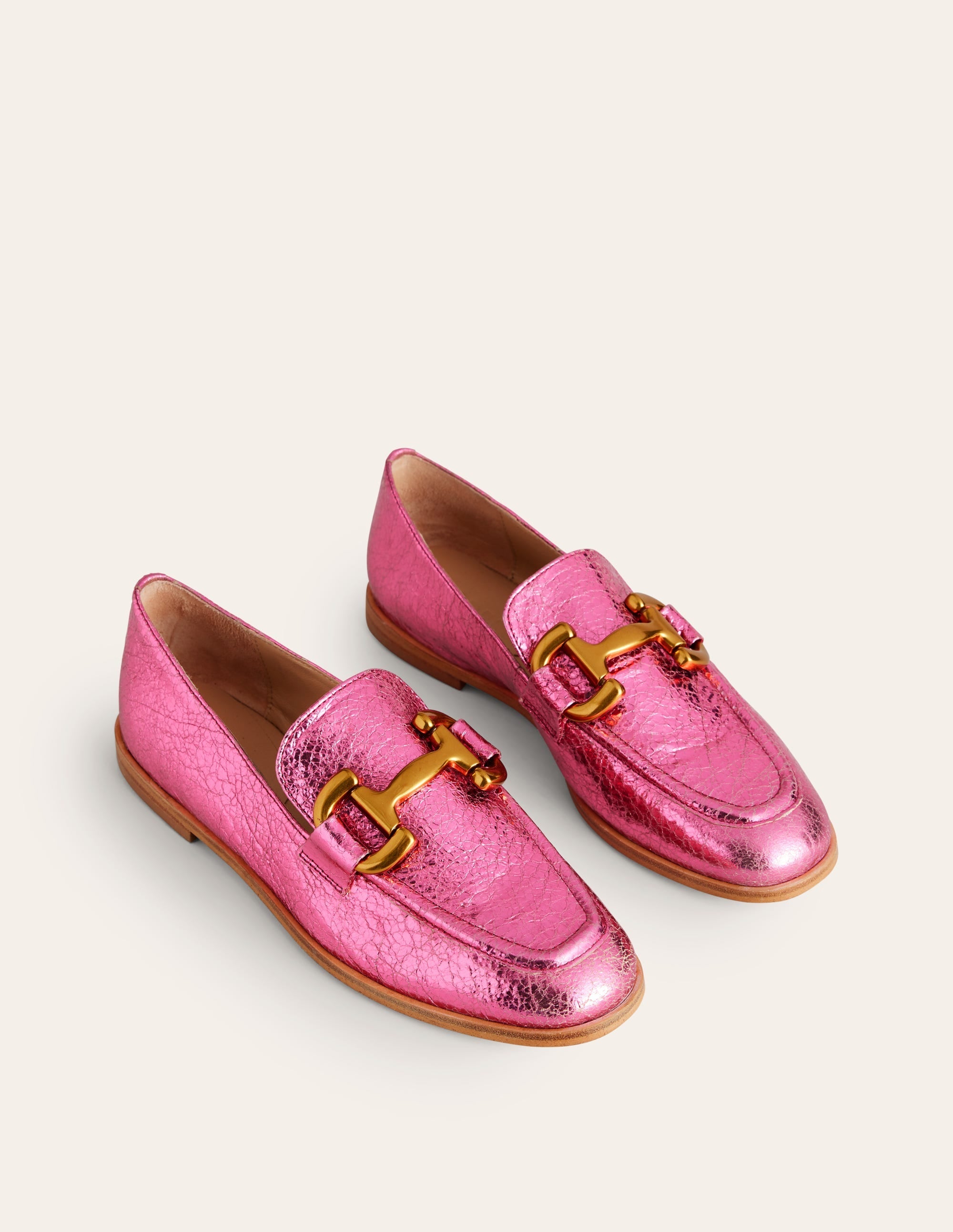Iris Snaffle Loafers-Bright Pink Metallic leather - Image 3
