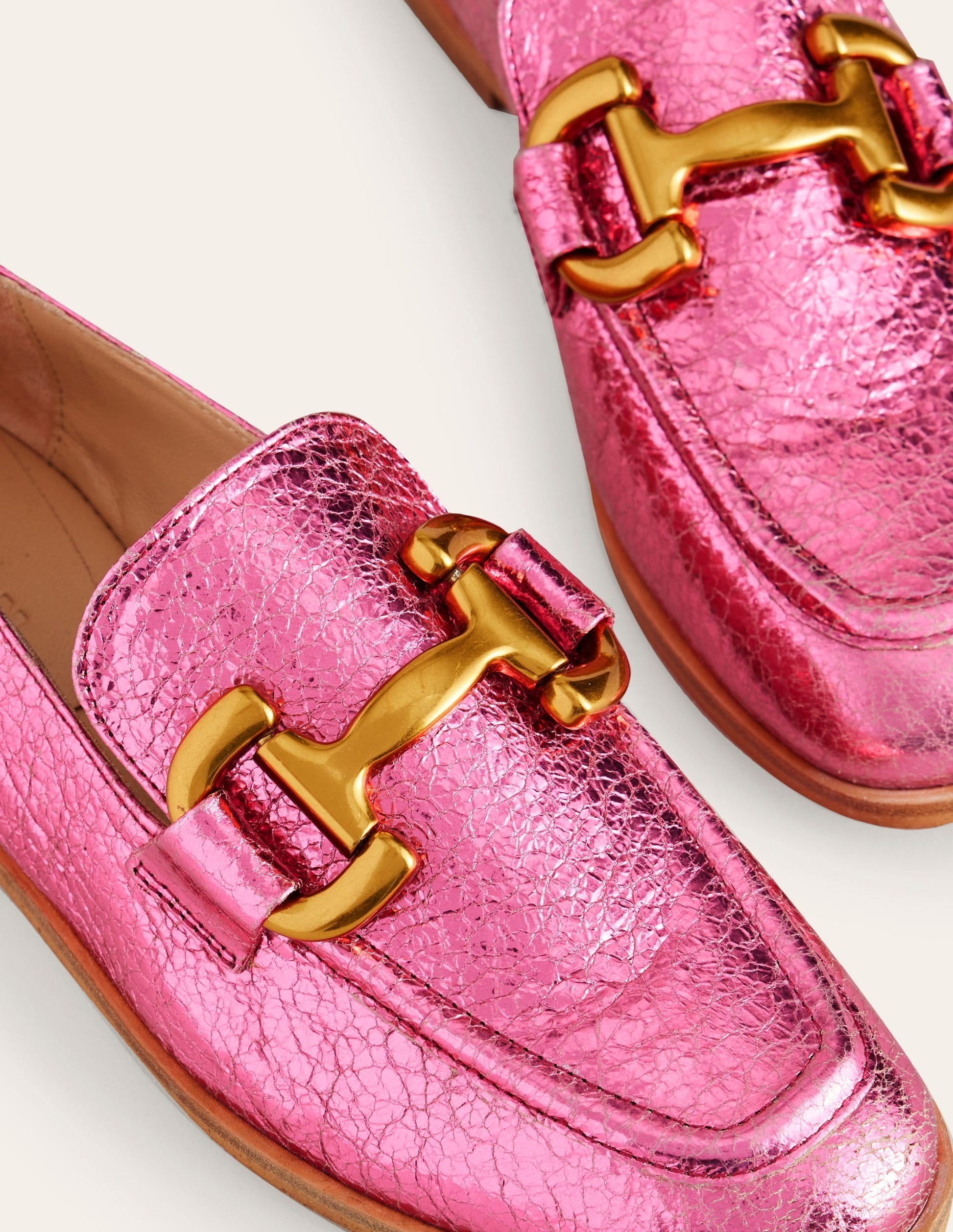 Iris Snaffle Loafers-Bright Pink Metallic leather-4