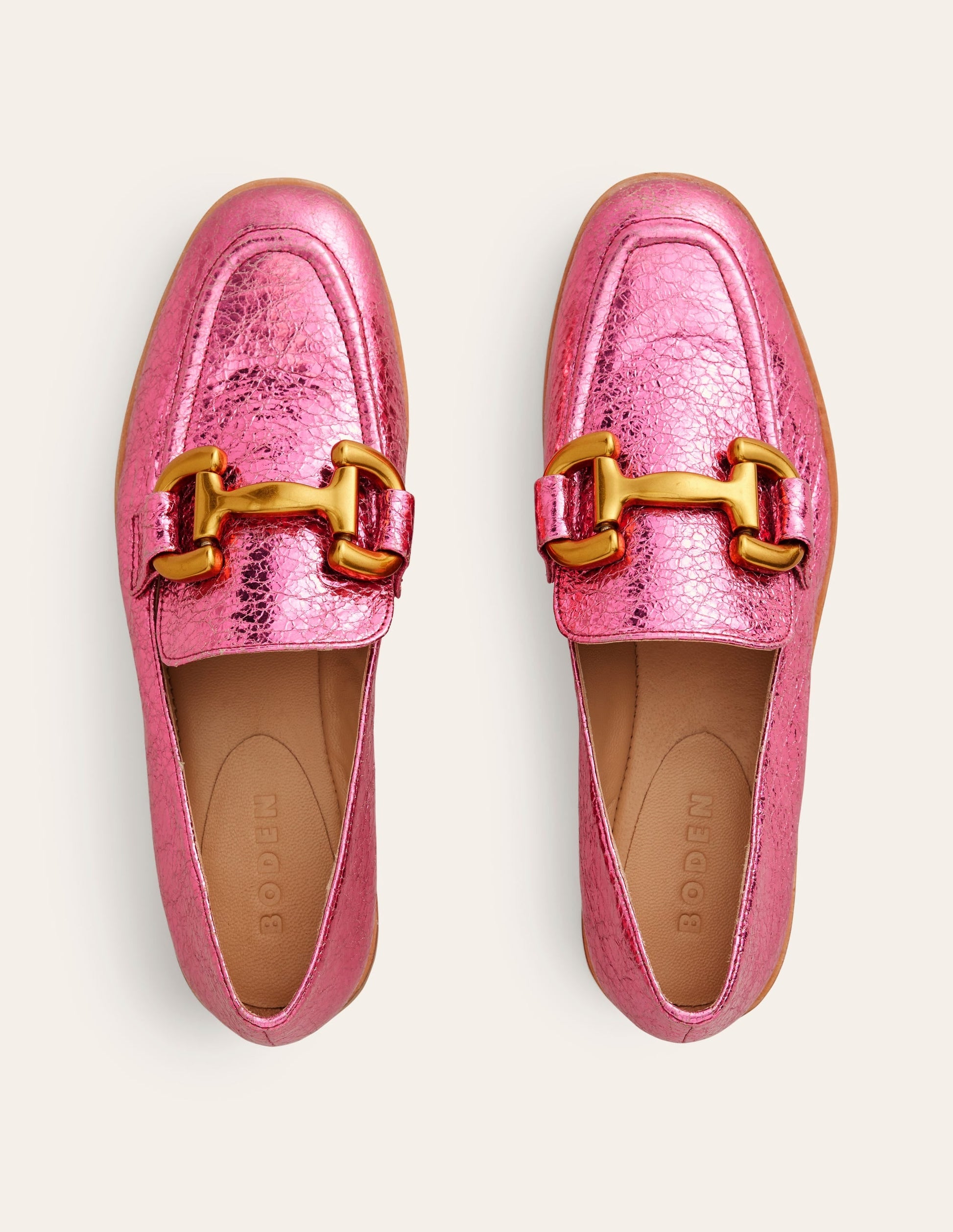 Iris Snaffle Loafers-Bright Pink Metallic leather-5