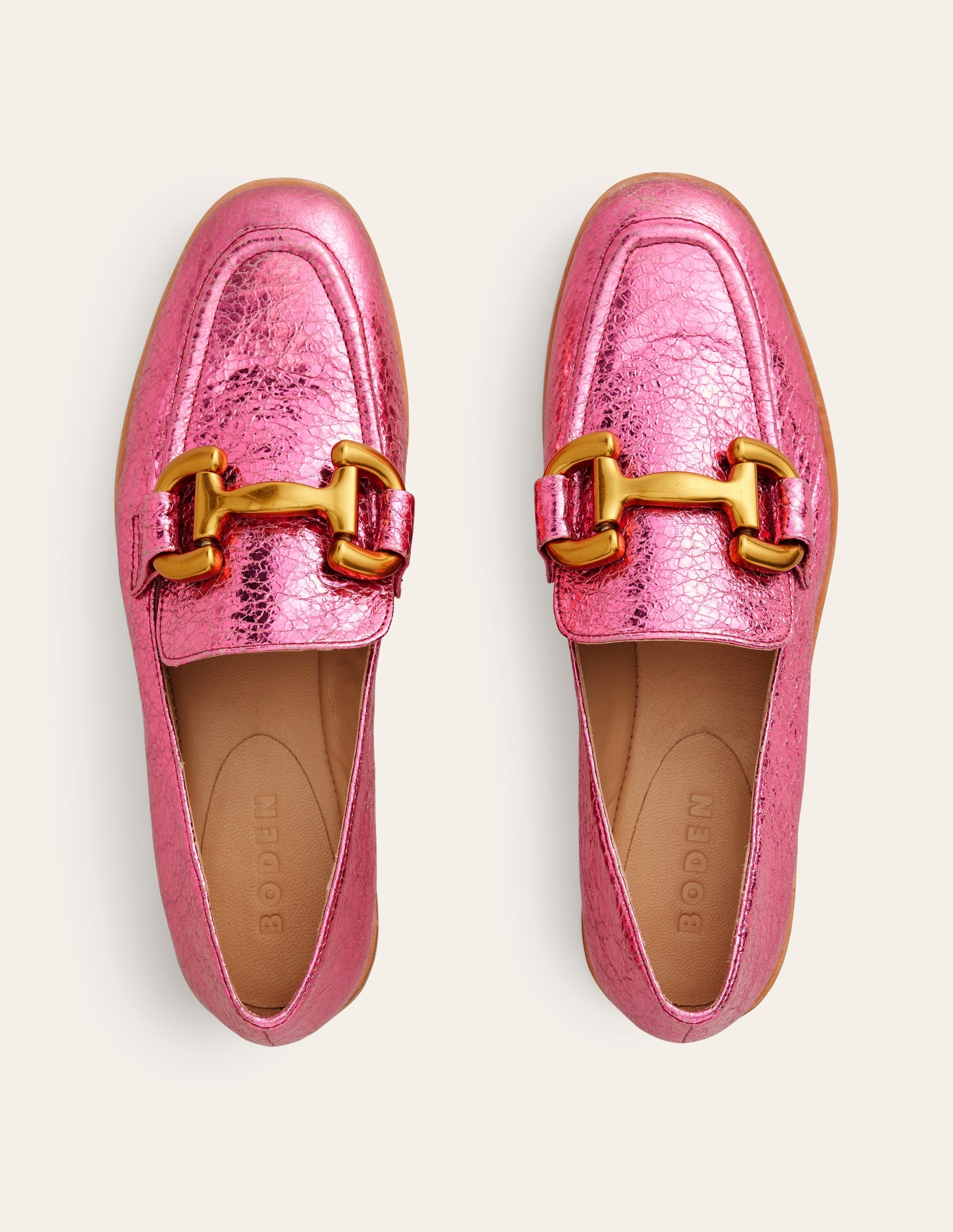Iris Snaffle Loafers-Bright Pink Metallic leather - Image 5