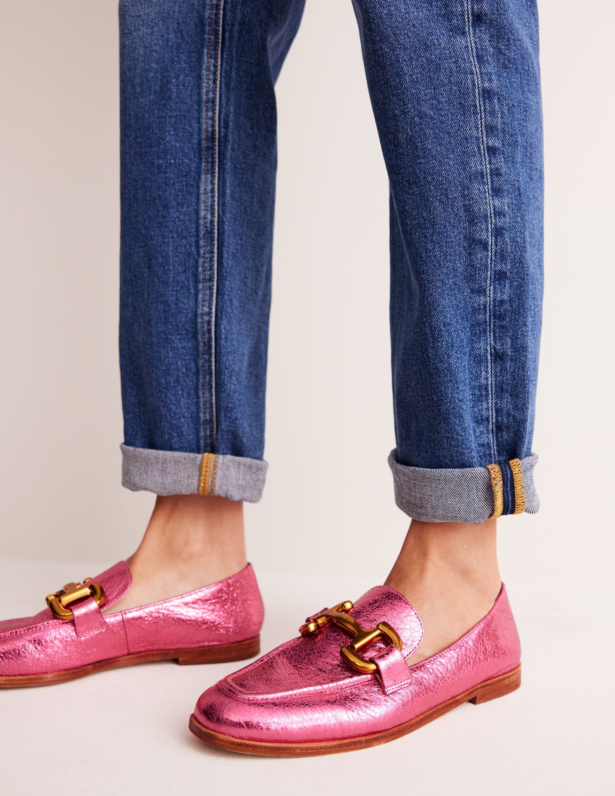 Iris Snaffle Loafers-Bright Pink Metallic leather - Image 1