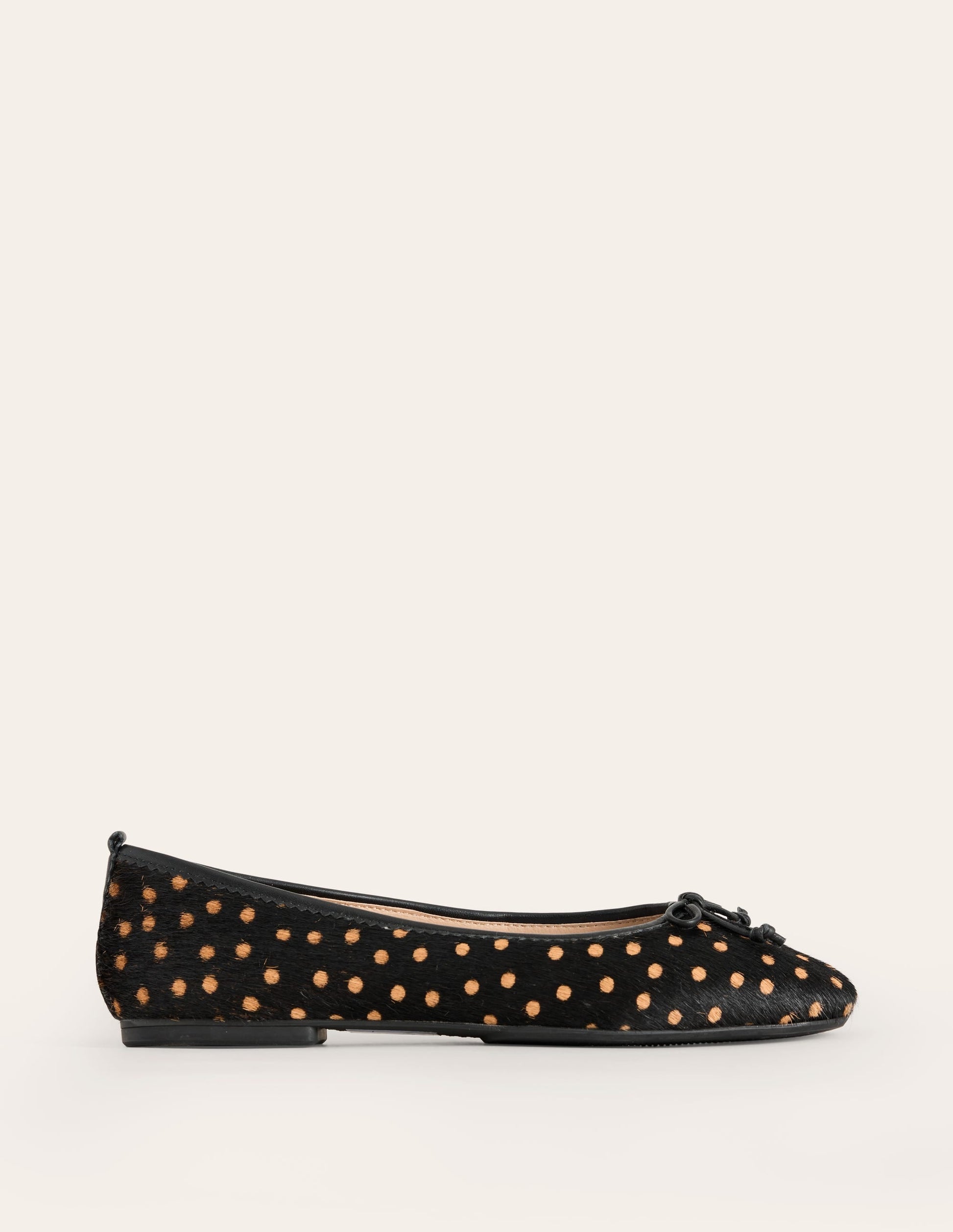 Kitty Flexi Sole Ballet Pumps-Black and Camel Spot-2