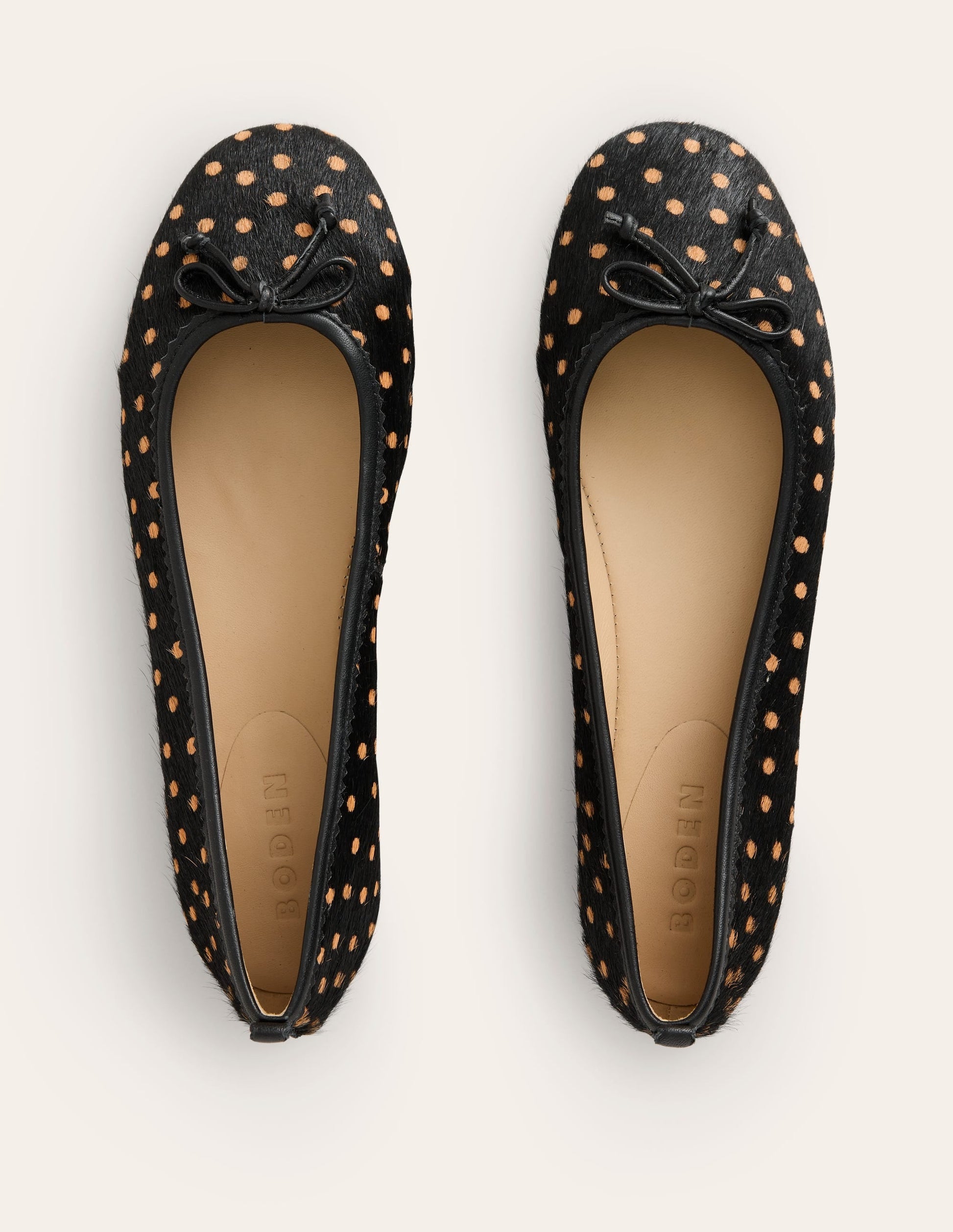 Kitty Flexi Sole Ballet Pumps-Black and Camel Spot-5