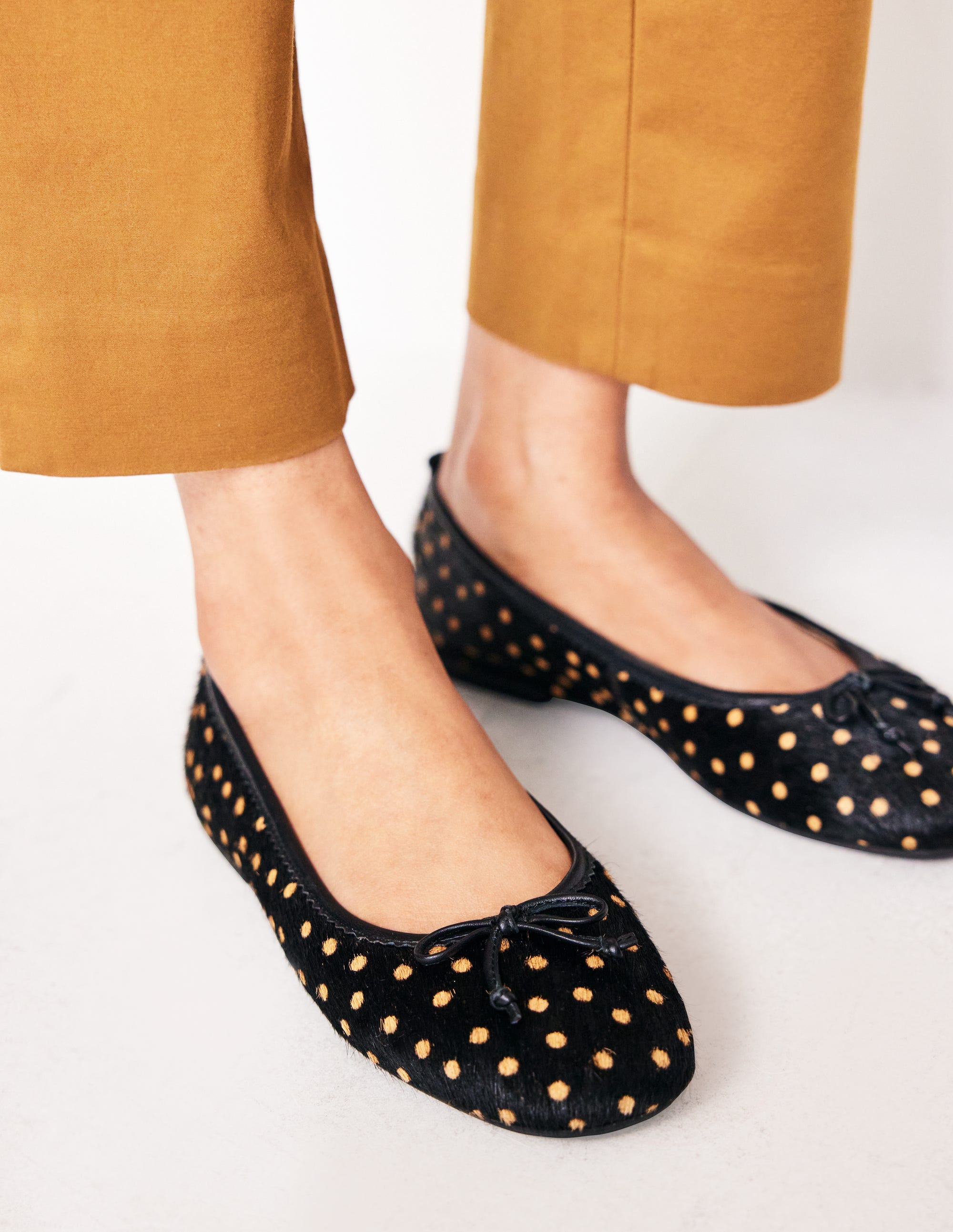 Kitty Flexi Sole Ballet Pumps-Black and Camel Spot - Image 1
