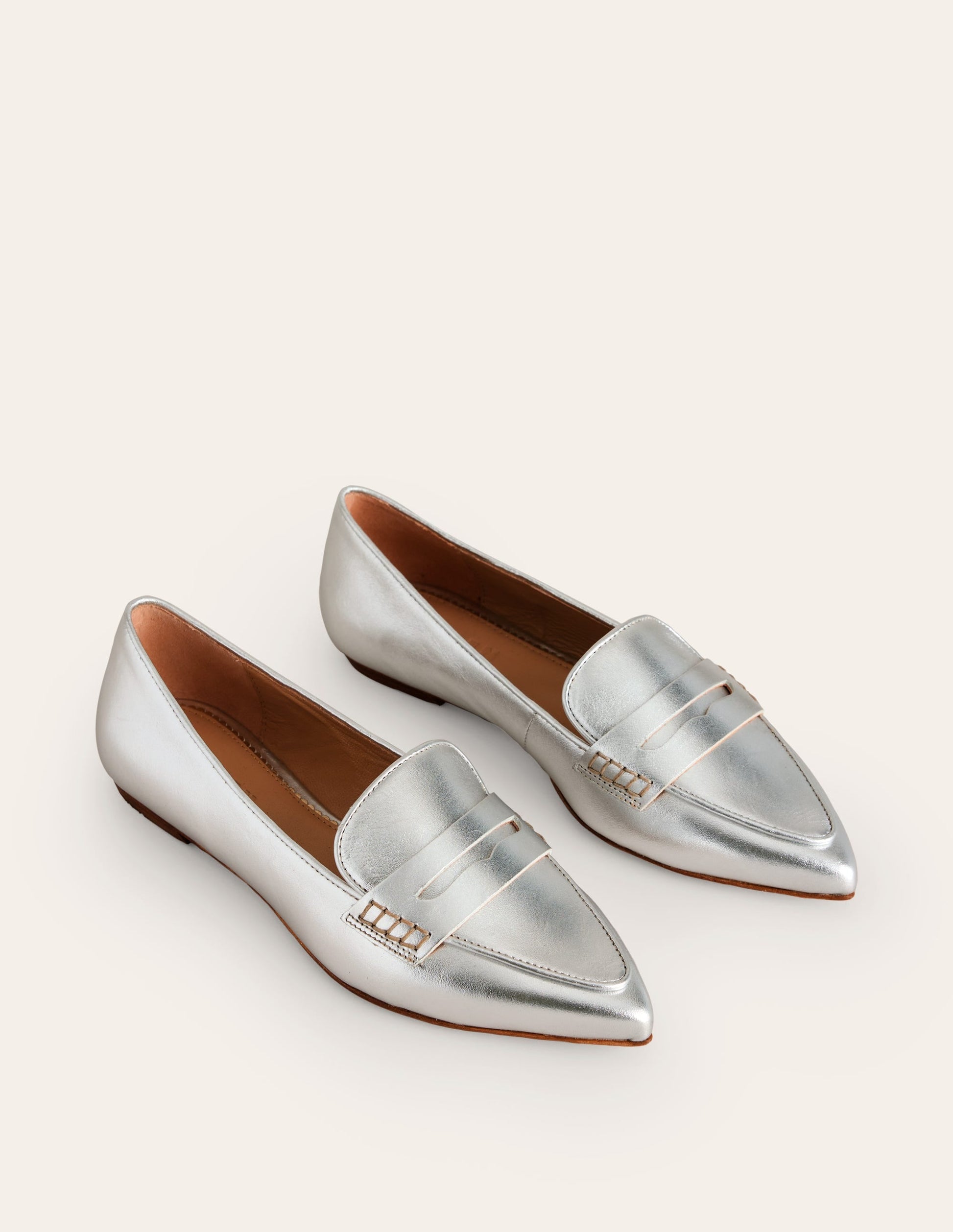 Pointed Loafers-Silver-3