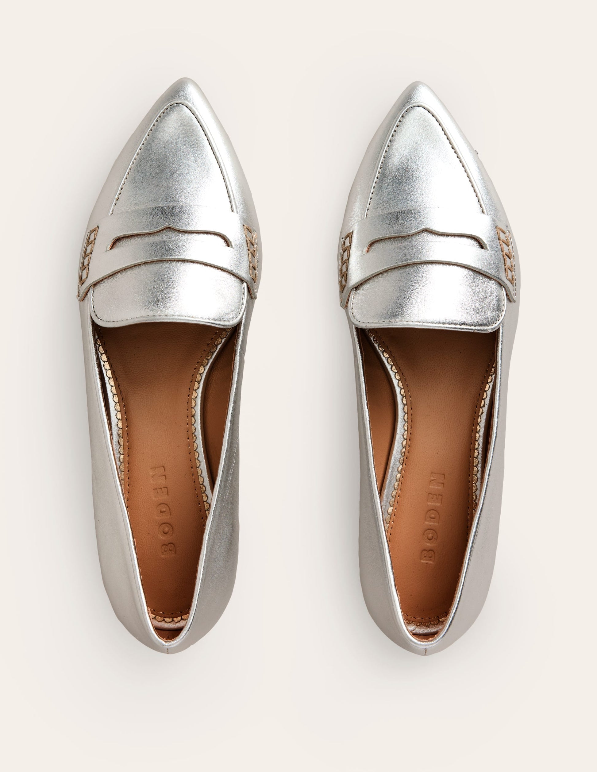 Pointed Loafers-Silver-5