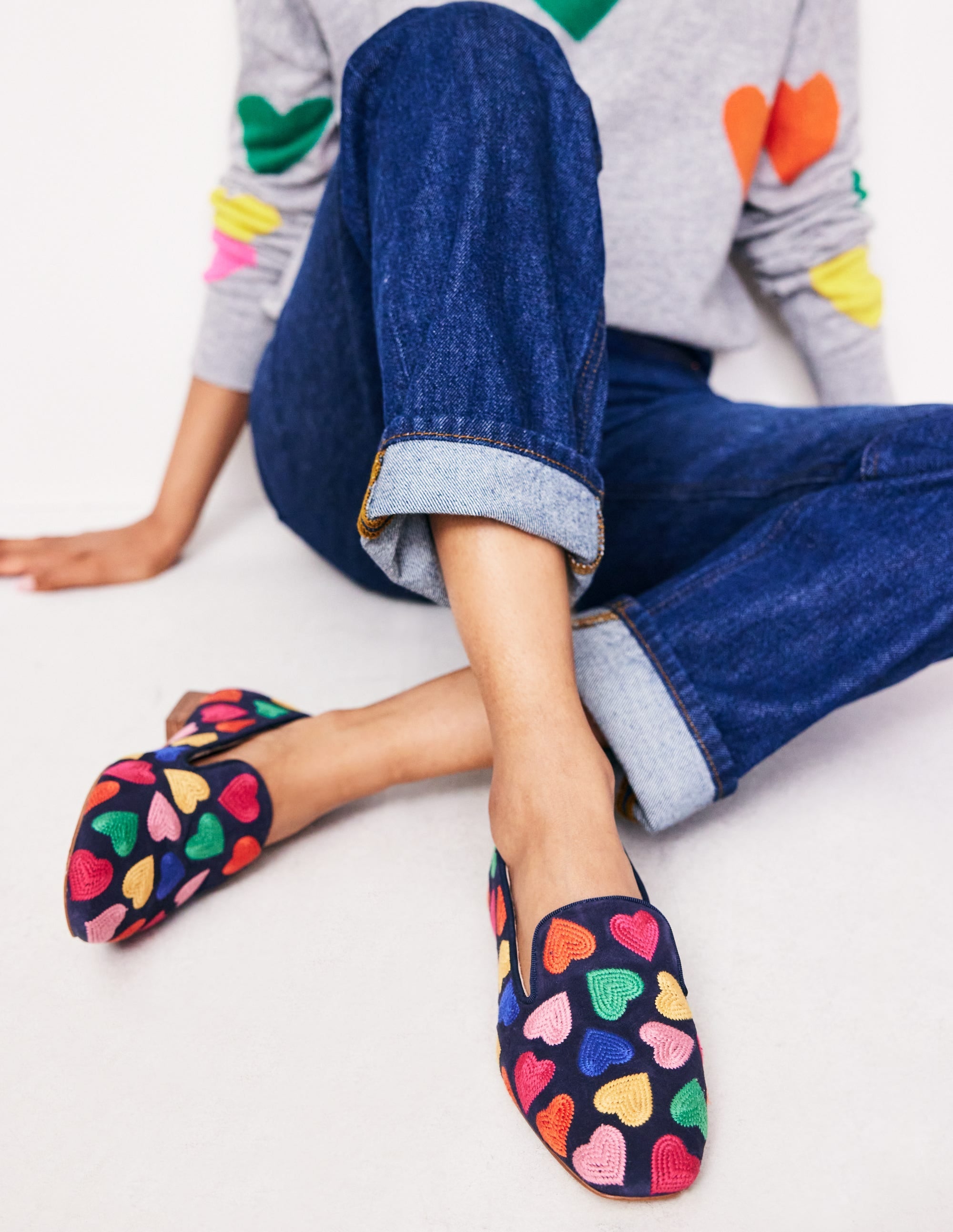 Slipper Cut Loafer-Multi Navy Hearts - Image 1