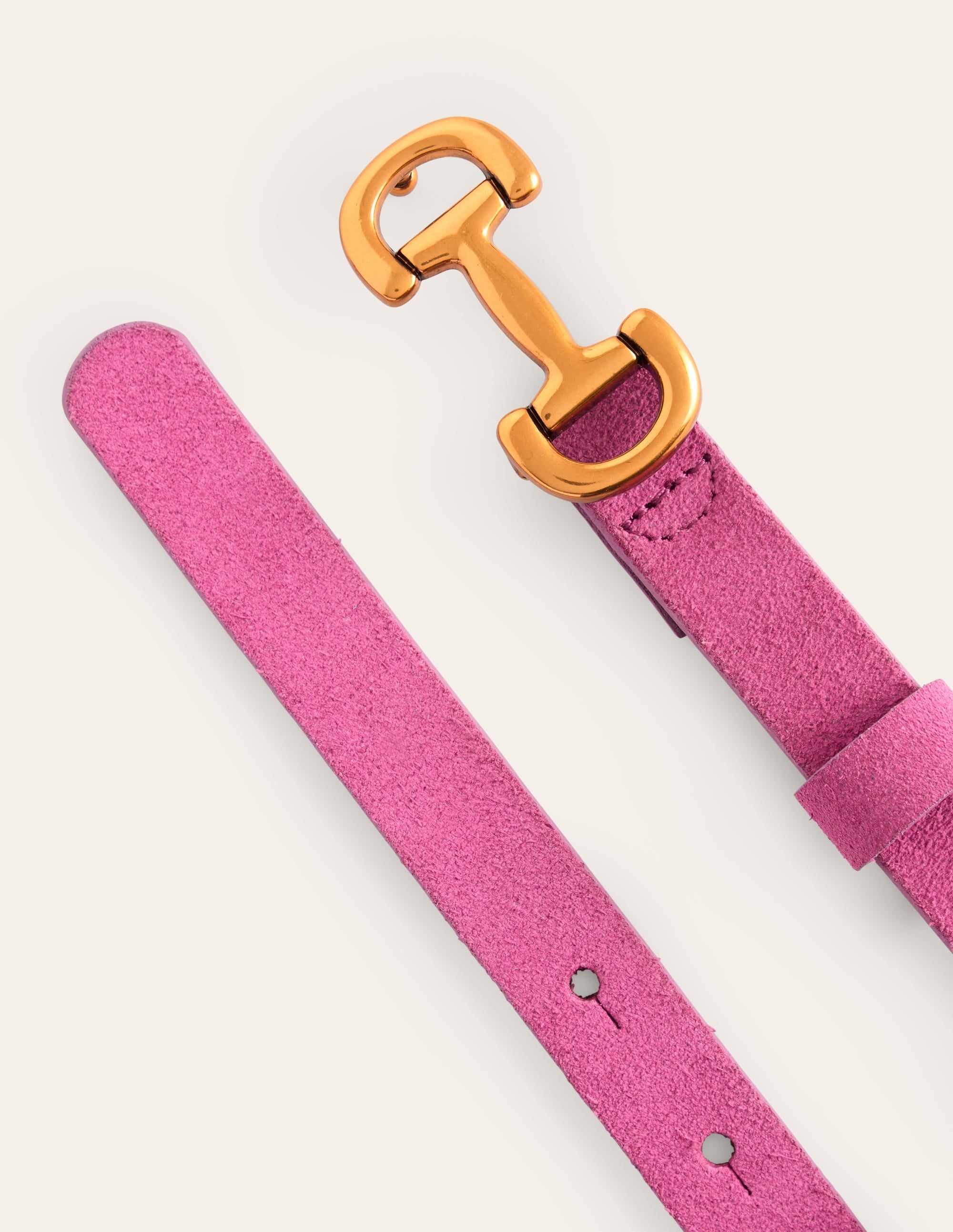 Iris Skinny Snaffle Trim Belt-Tickled Pink Suede - Image 3