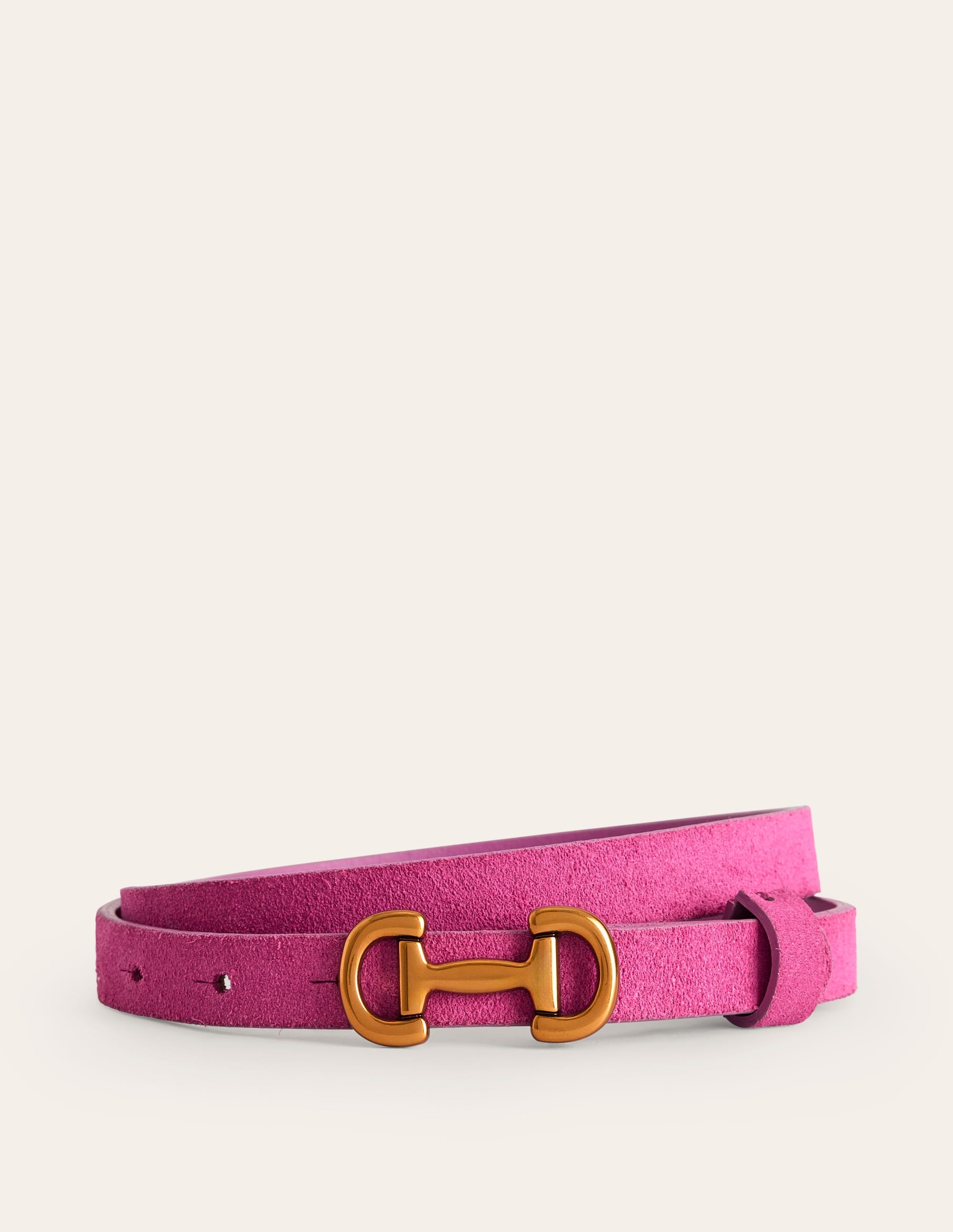 Iris Skinny Snaffle Trim Belt-Tickled Pink Suede - Image 2
