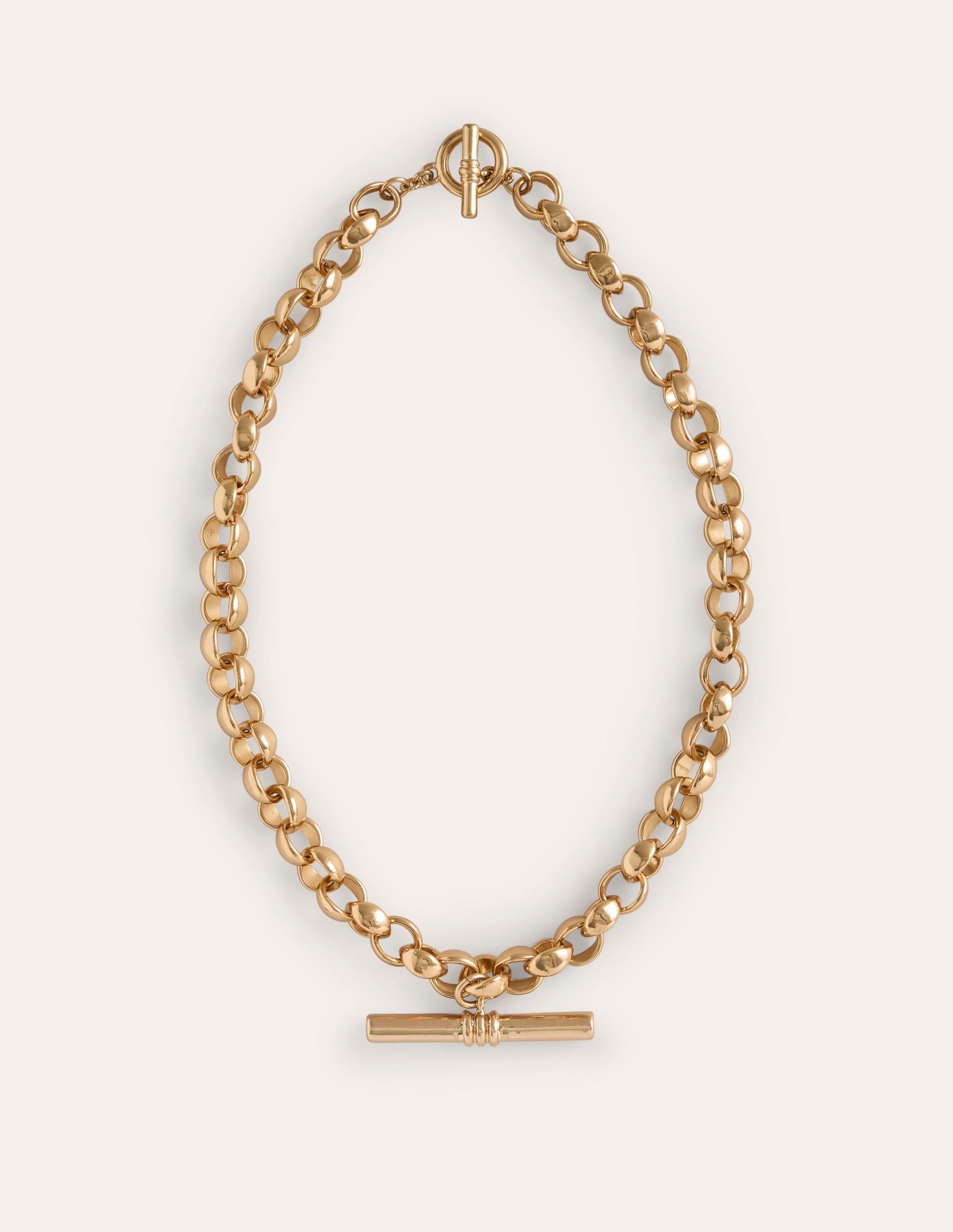 Chunky T-bar Chain Necklace-Gold-1