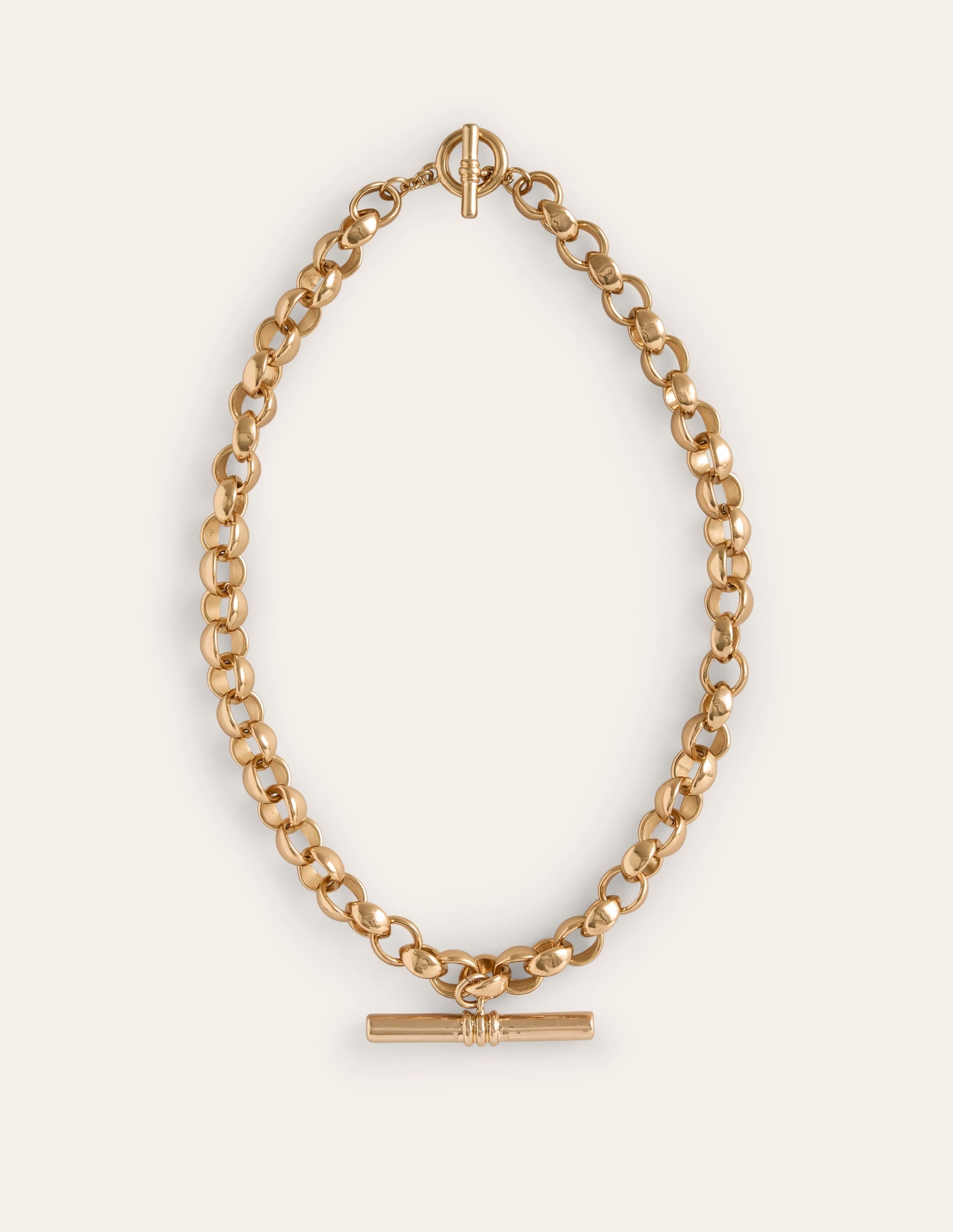 Chunky T-bar Chain Necklace-Gold - Image 1