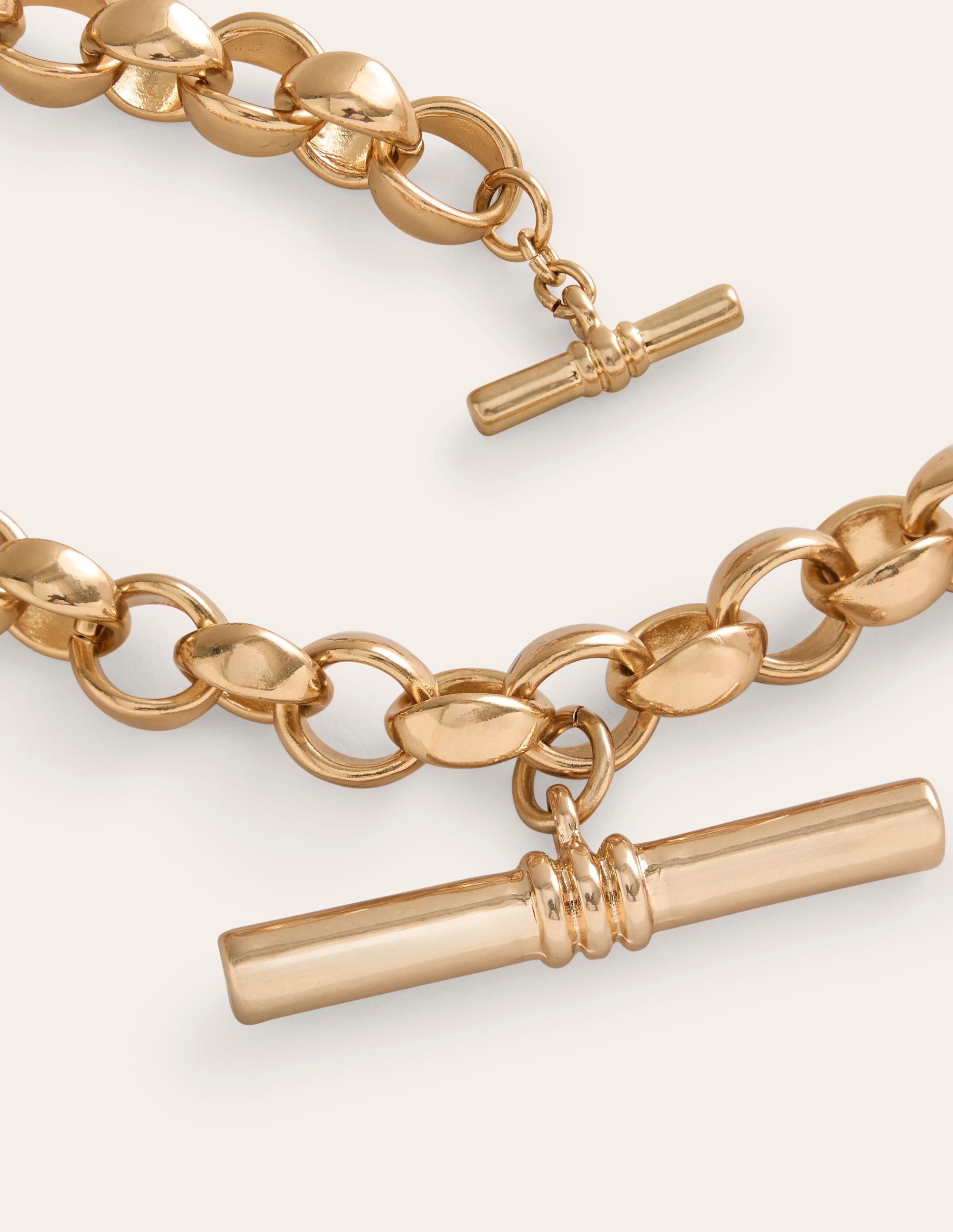Chunky T-bar Chain Necklace-Gold - Image 3