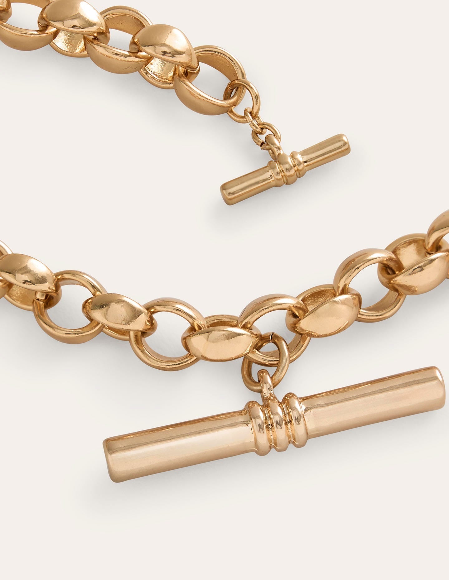 Chunky T-bar Chain Necklace-Gold - Image 4