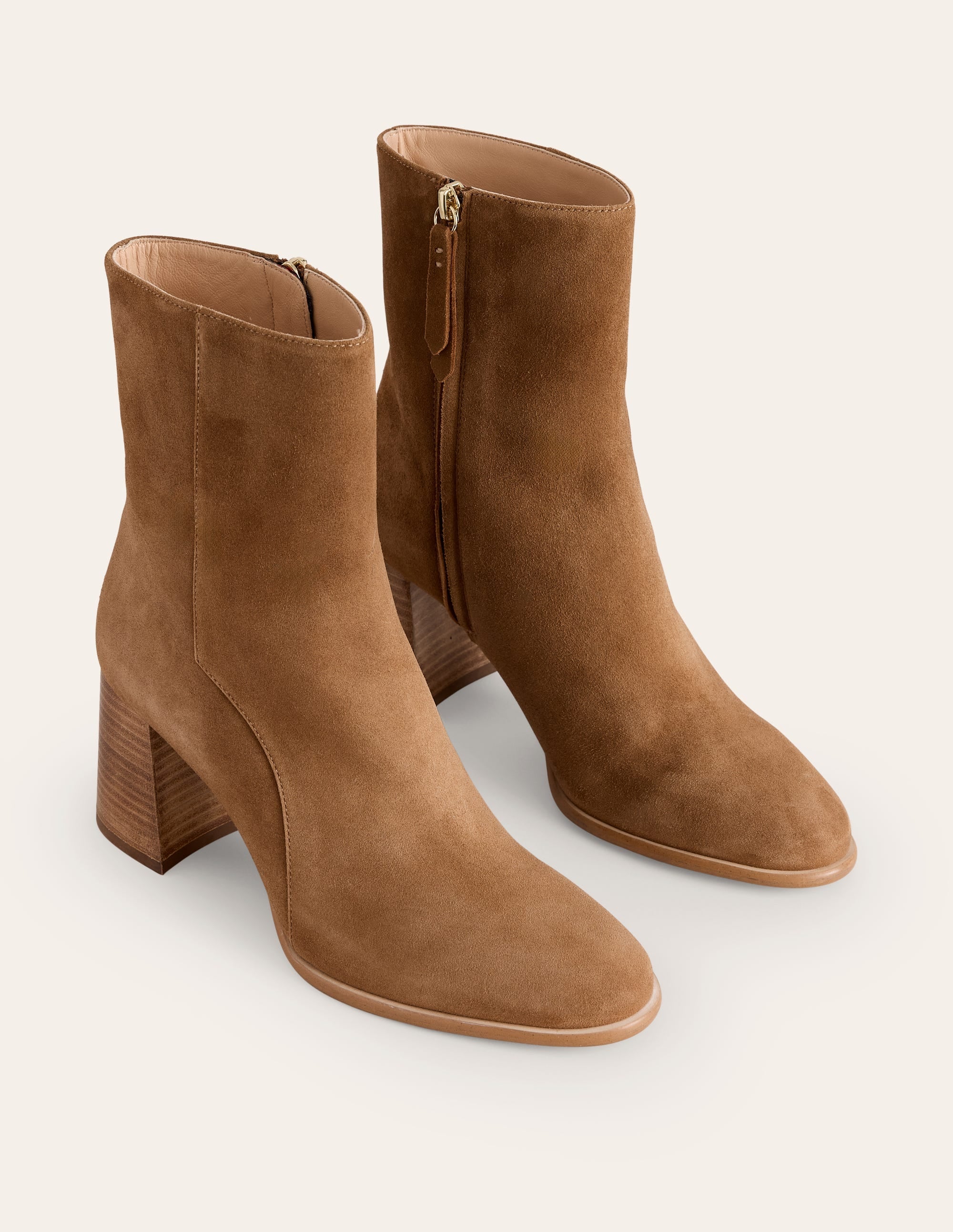 Heeled Leather Mid Boots-Tan Suede - Image 3