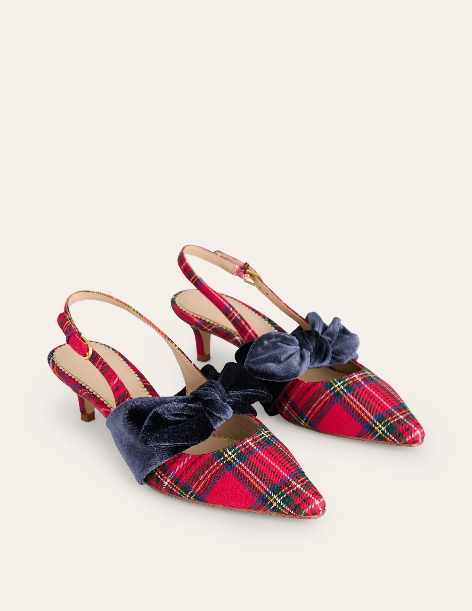Bow Kitten Heels-Red and Blue Check-4
