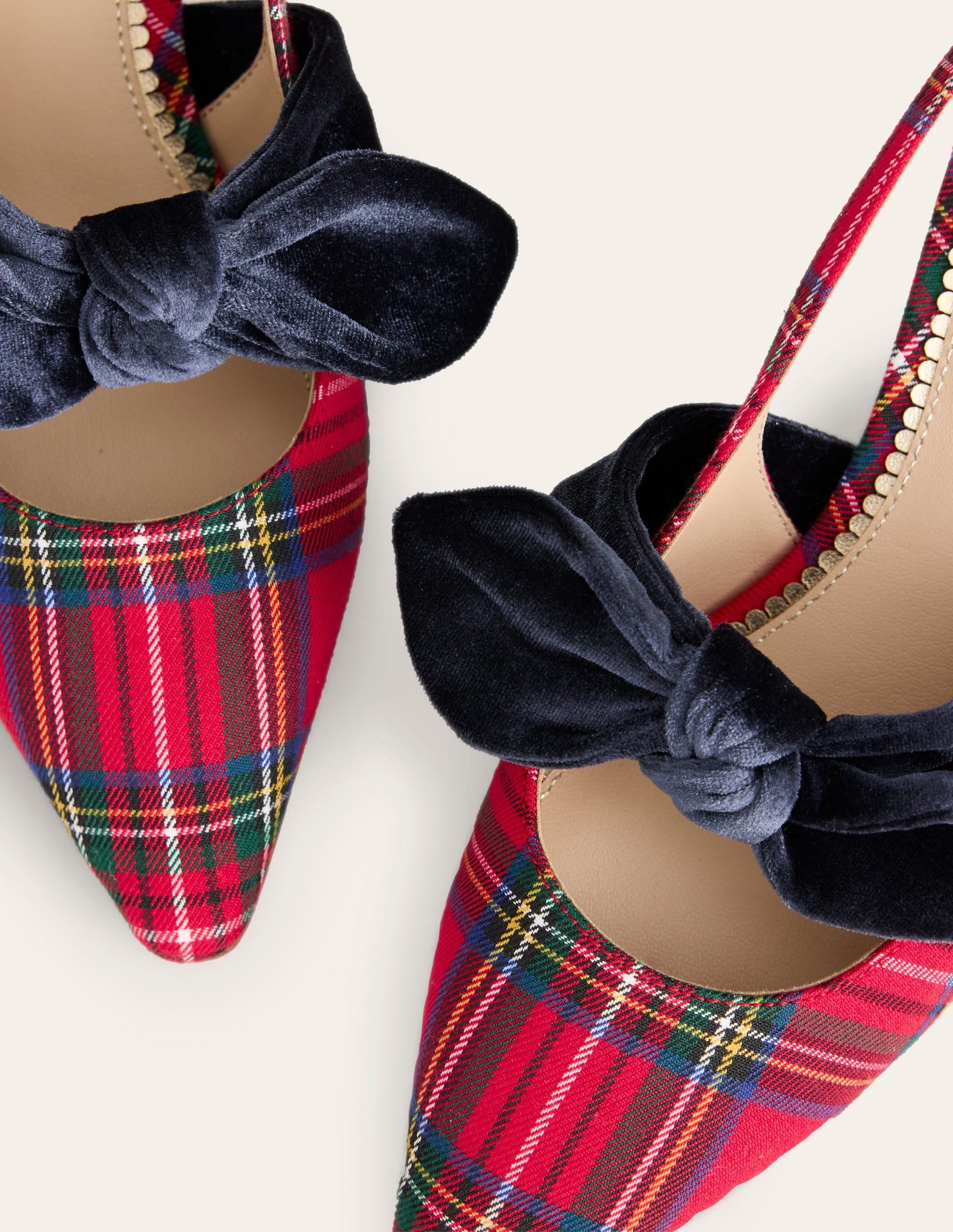 Bow Kitten Heels-Red and Blue Check-5
