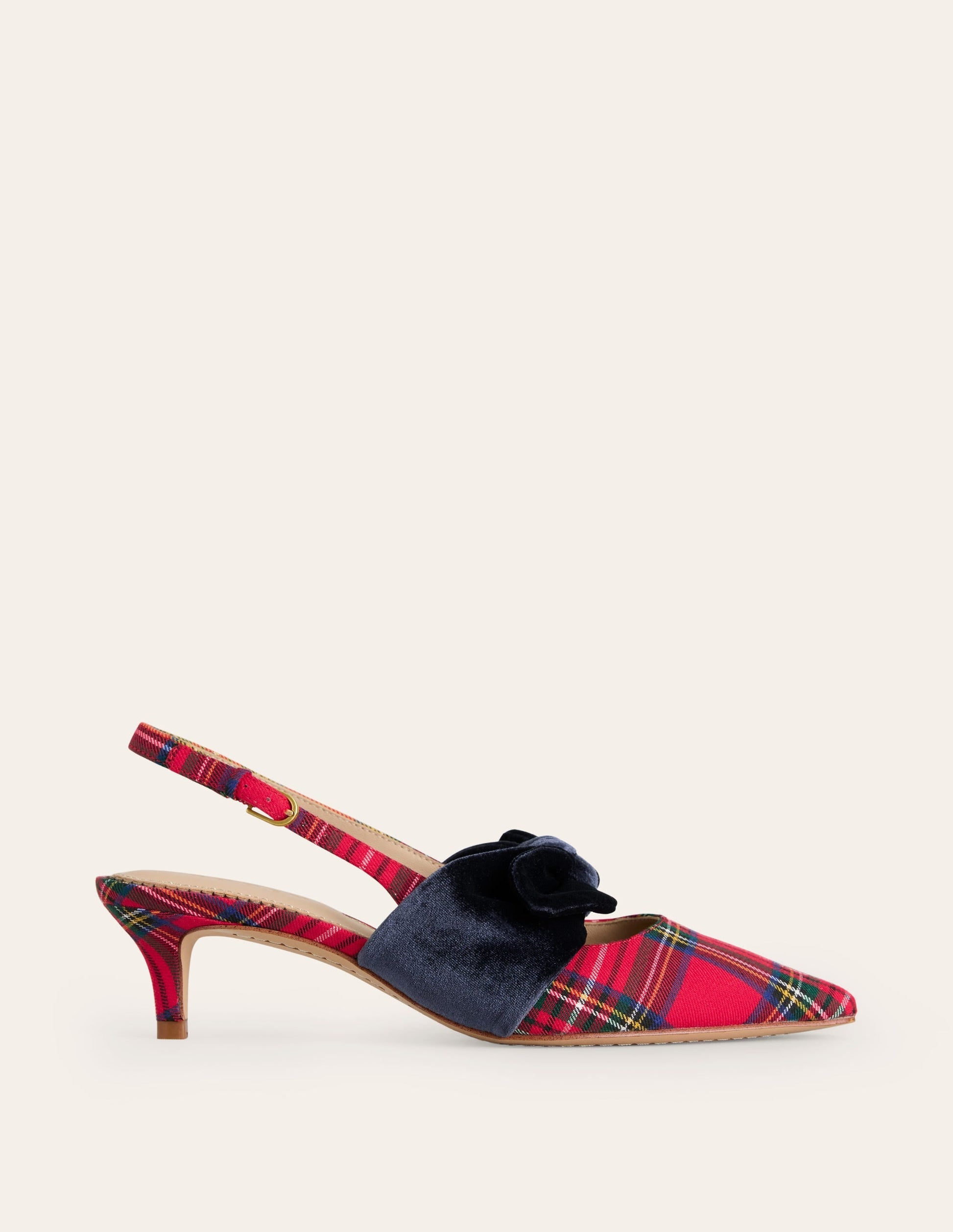 Bow Kitten Heels-Red and Blue Check-3