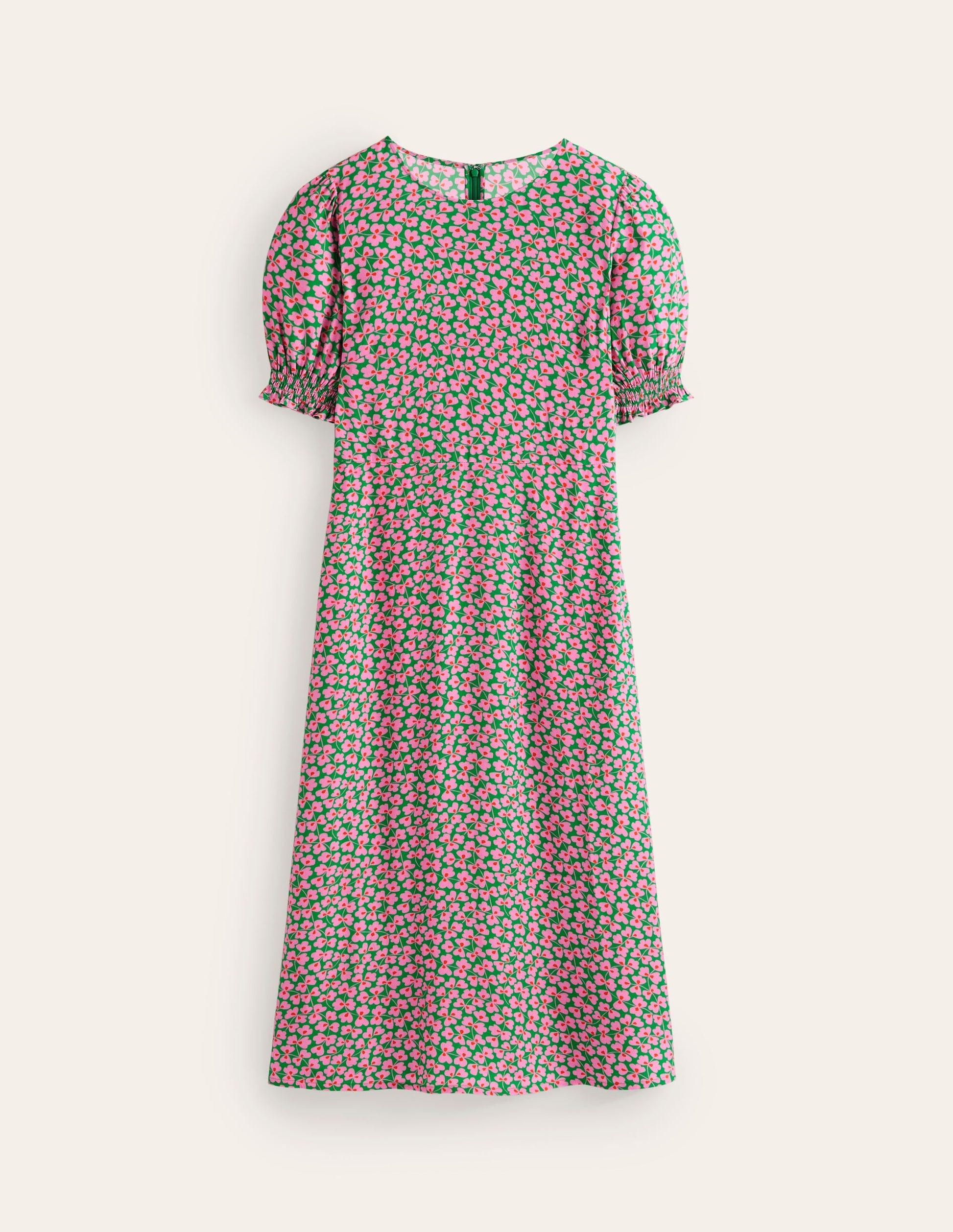 Corinne Midi Tea Dress-Mauve and Green, Clover Whirl-6