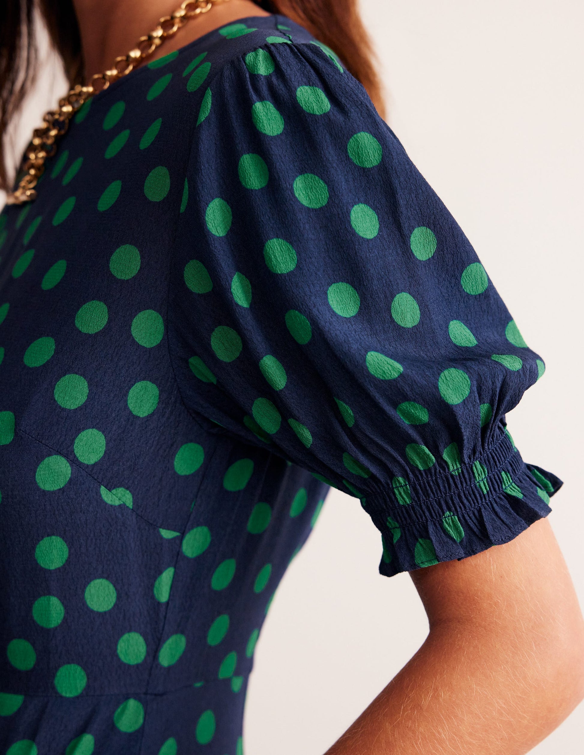 Corinne Midi Tea Dress-Navy, Abstract Dot-3