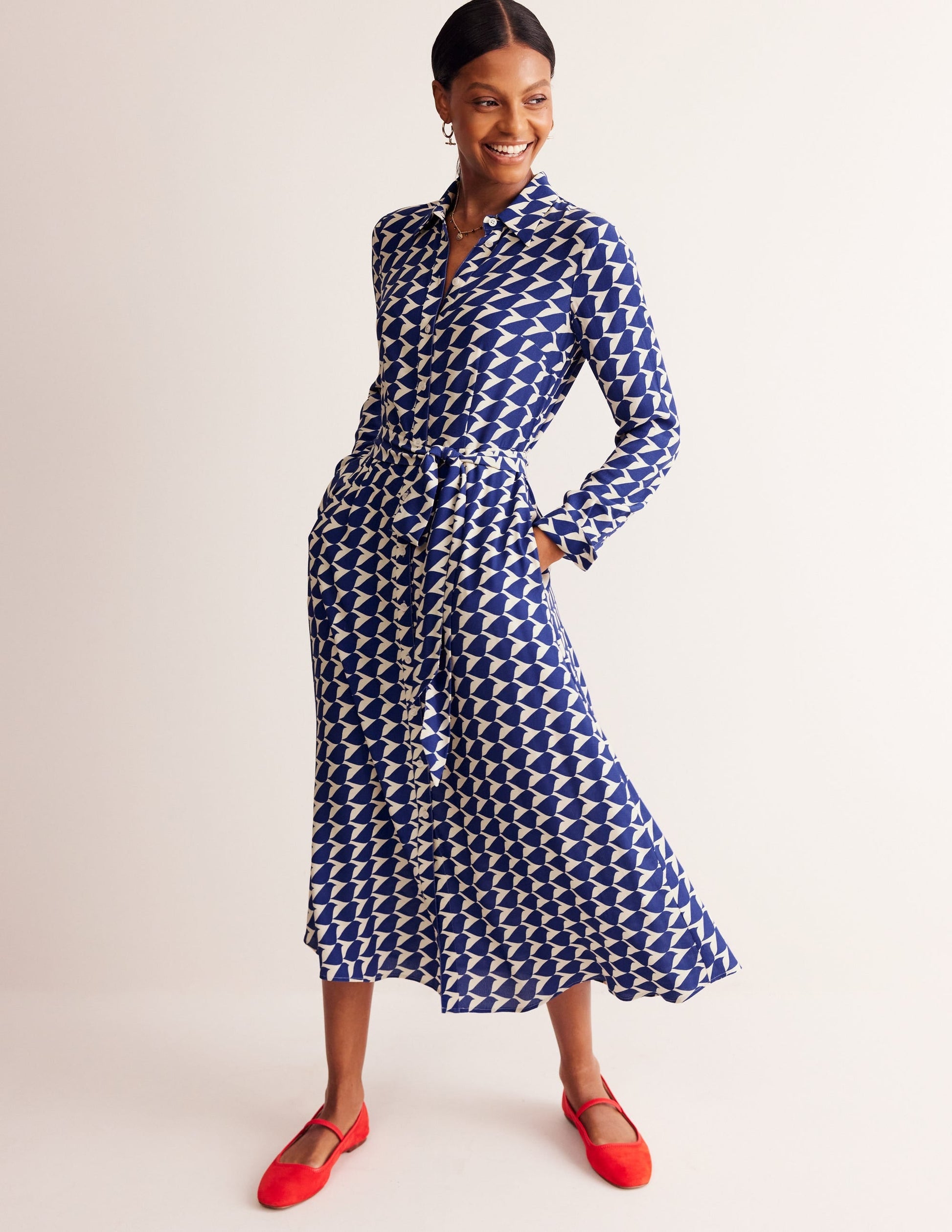 Kate Midi Shirt Dress-Mazarine Blue, Birdie-1